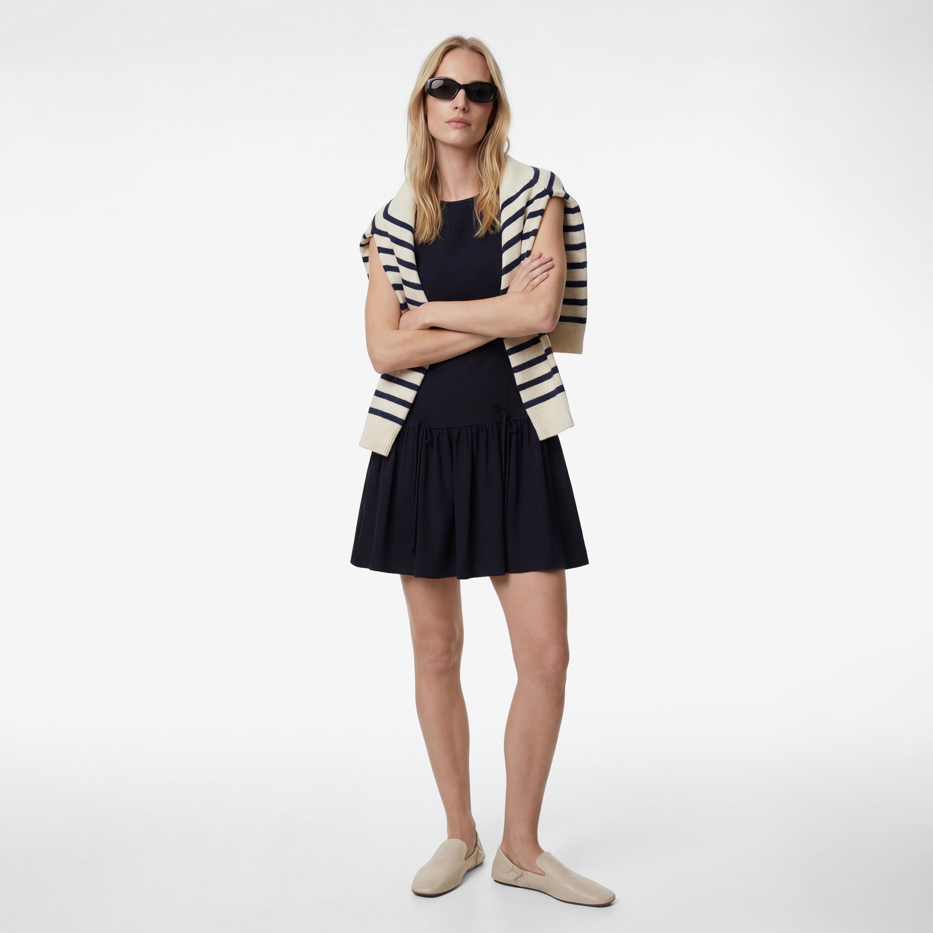 KOTON Deep Blue Drop Waist Women's Mini Dress-women-clothing-dresses-image-2