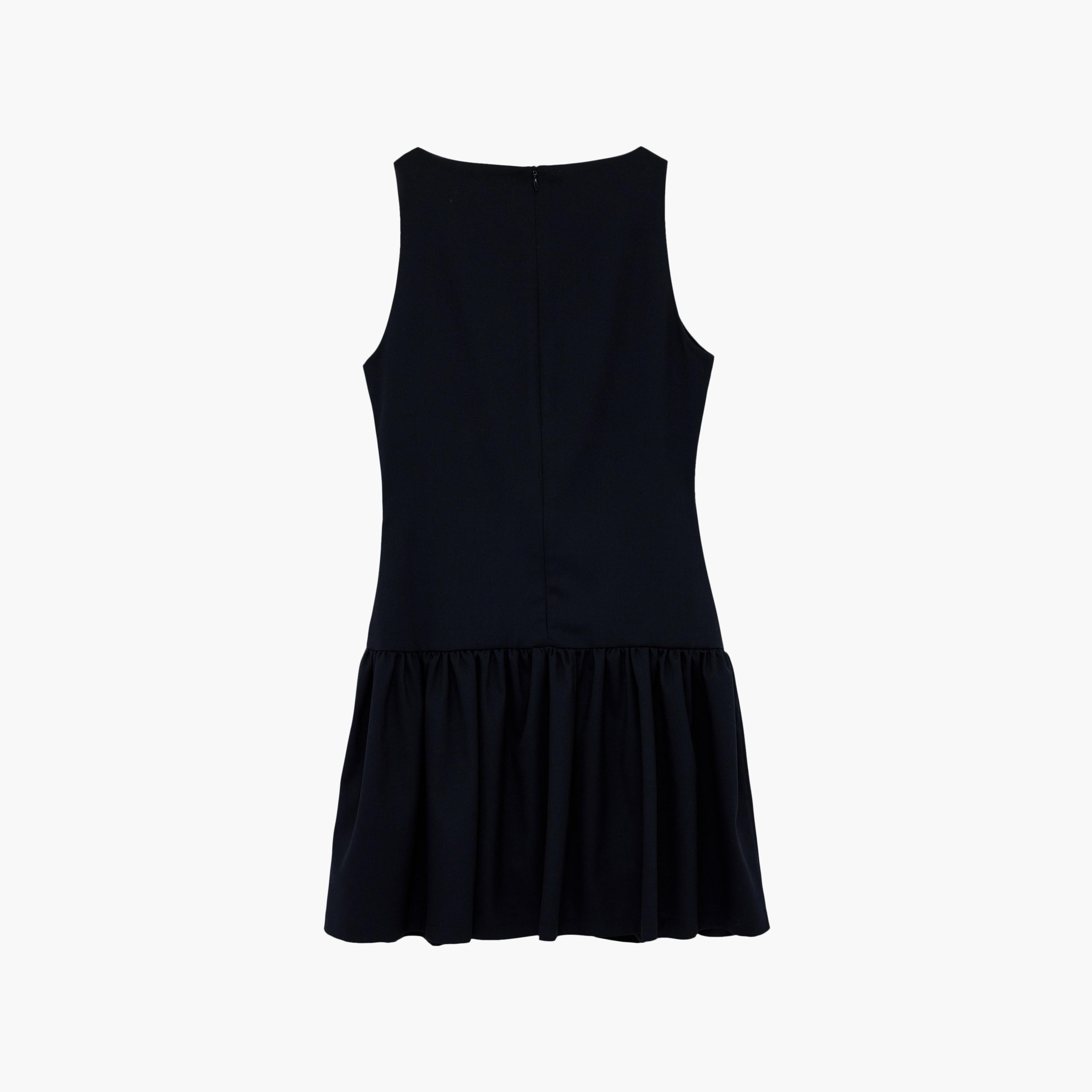 KOTON Deep Blue Drop Waist Women's Mini Dress-women-clothing-dresses-image-4