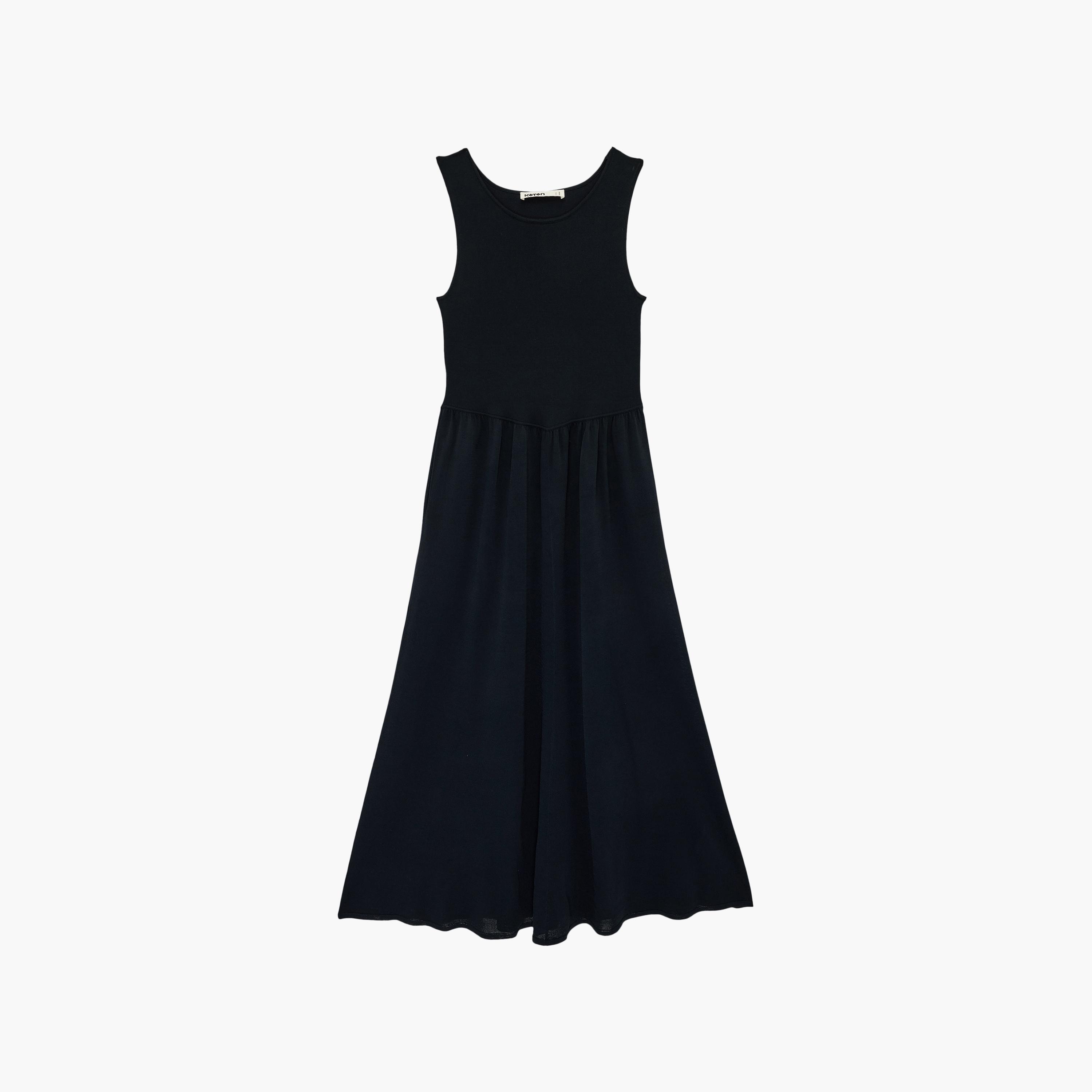 فستان ماكسي نسائي "فيت أند فلير" بلون أزرق داكن من كوتون-women-clothing-dresses-image-3