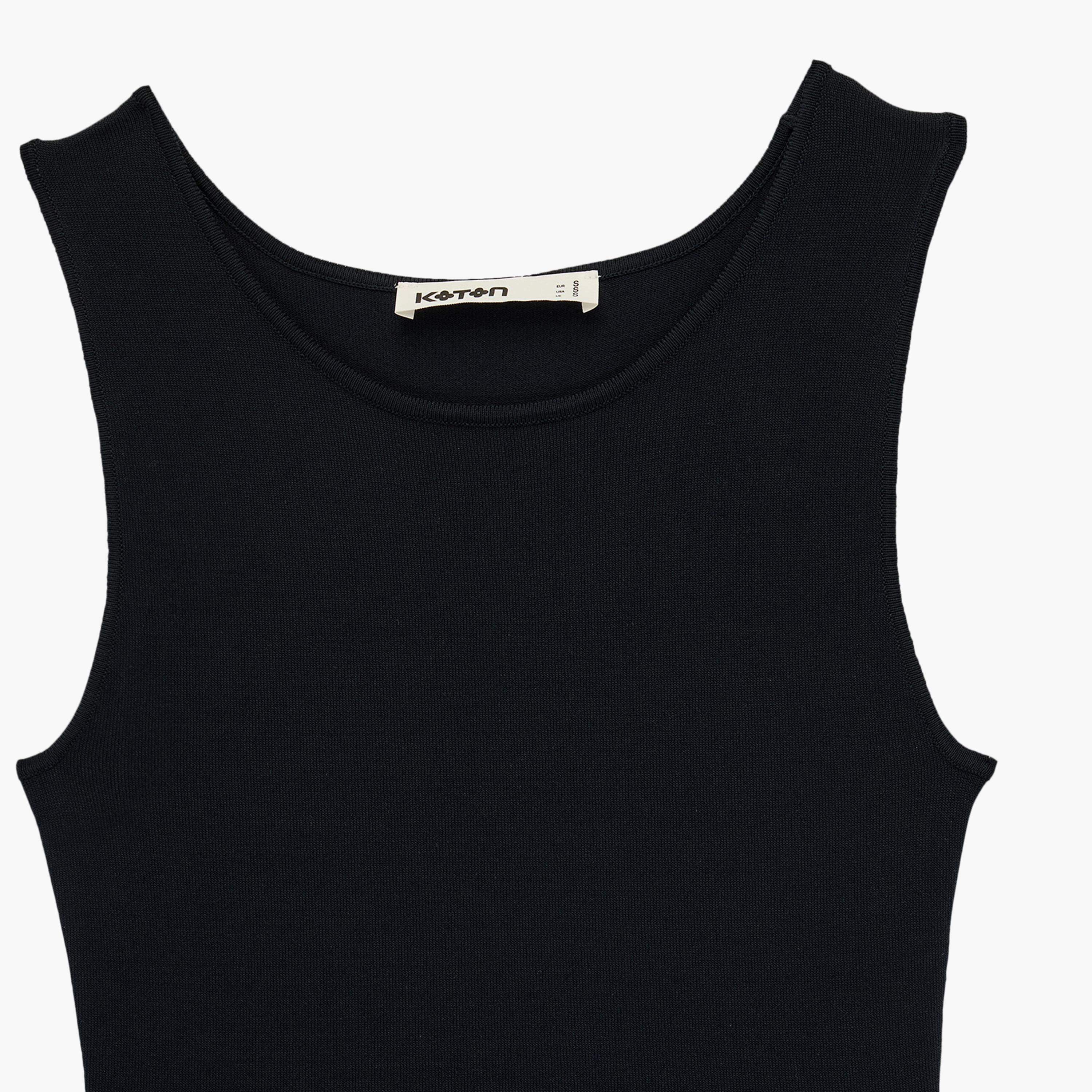 فستان ماكسي نسائي "فيت أند فلير" بلون أزرق داكن من كوتون-women-clothing-dresses-image-5