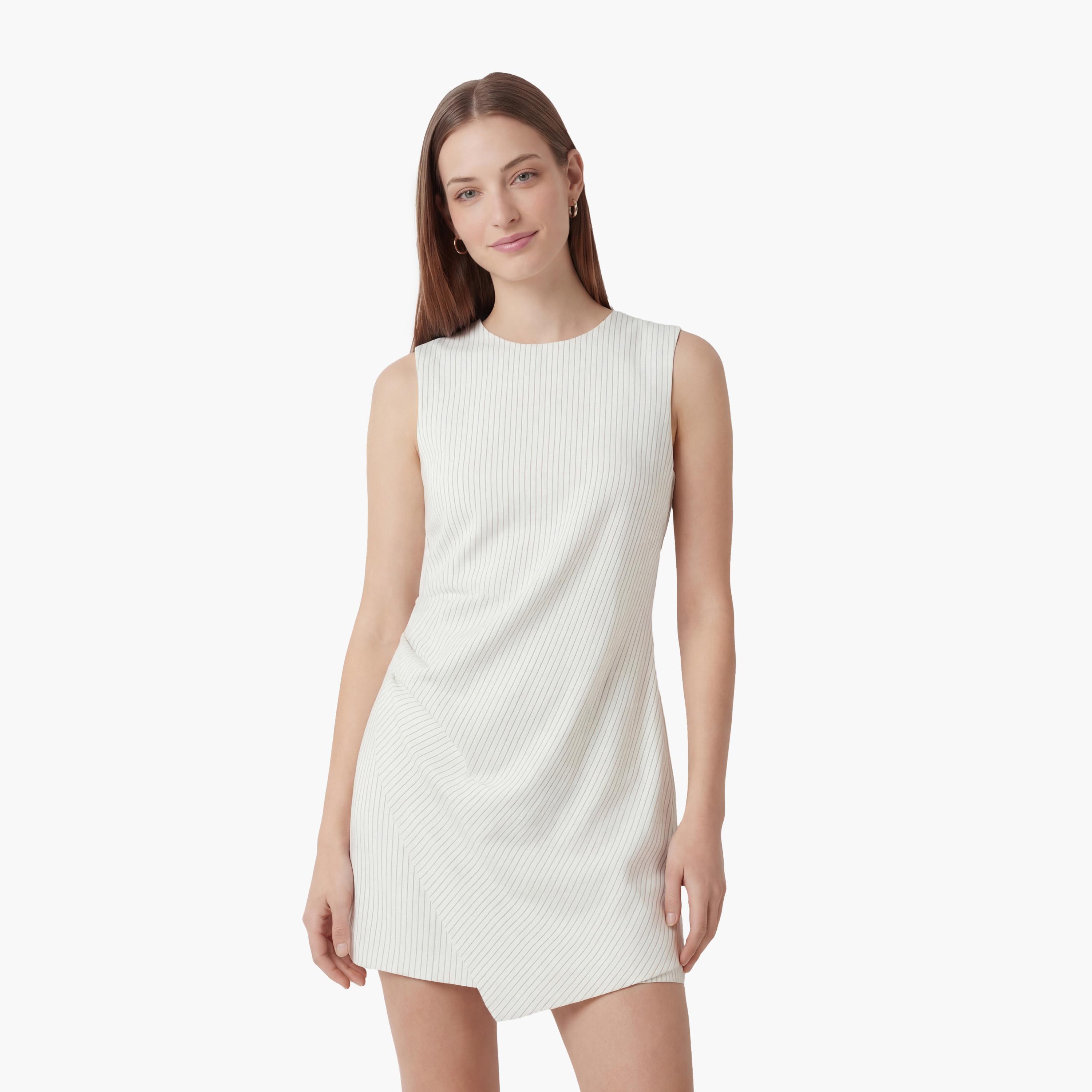 فستان ميني نسائي "شيث" مخطط بلون أبيض من كوتون-women-clothing-dresses-image-1