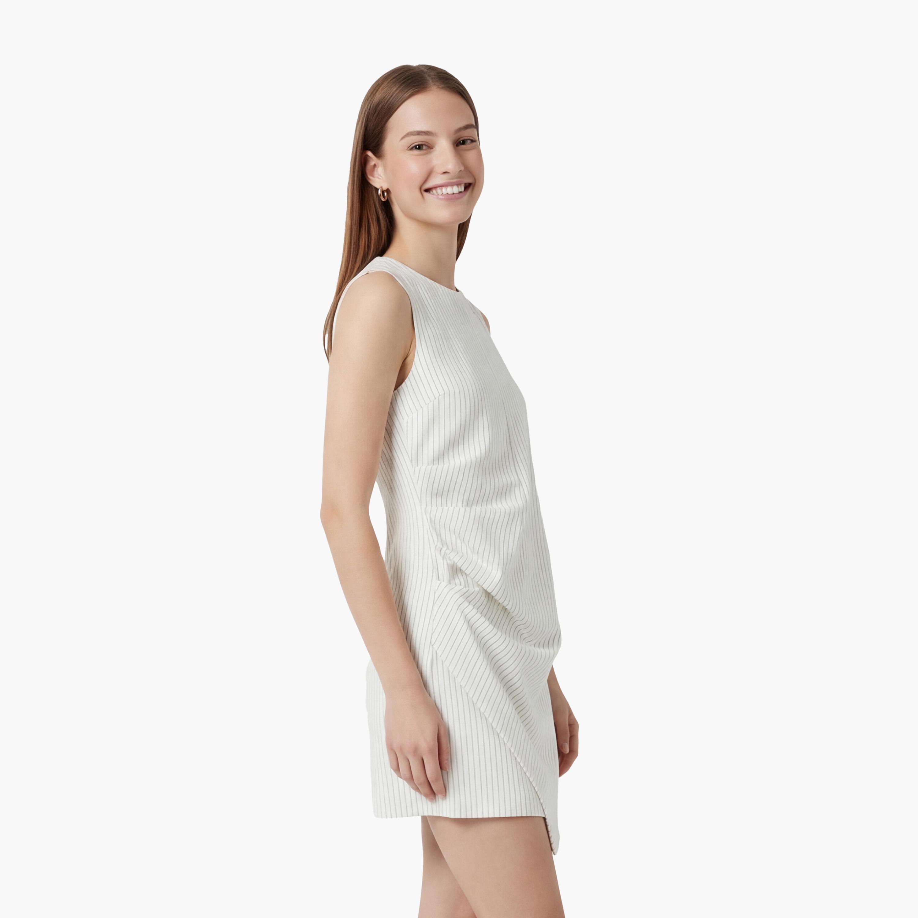 فستان ميني نسائي "شيث" مخطط بلون أبيض من كوتون-women-clothing-dresses-image-3