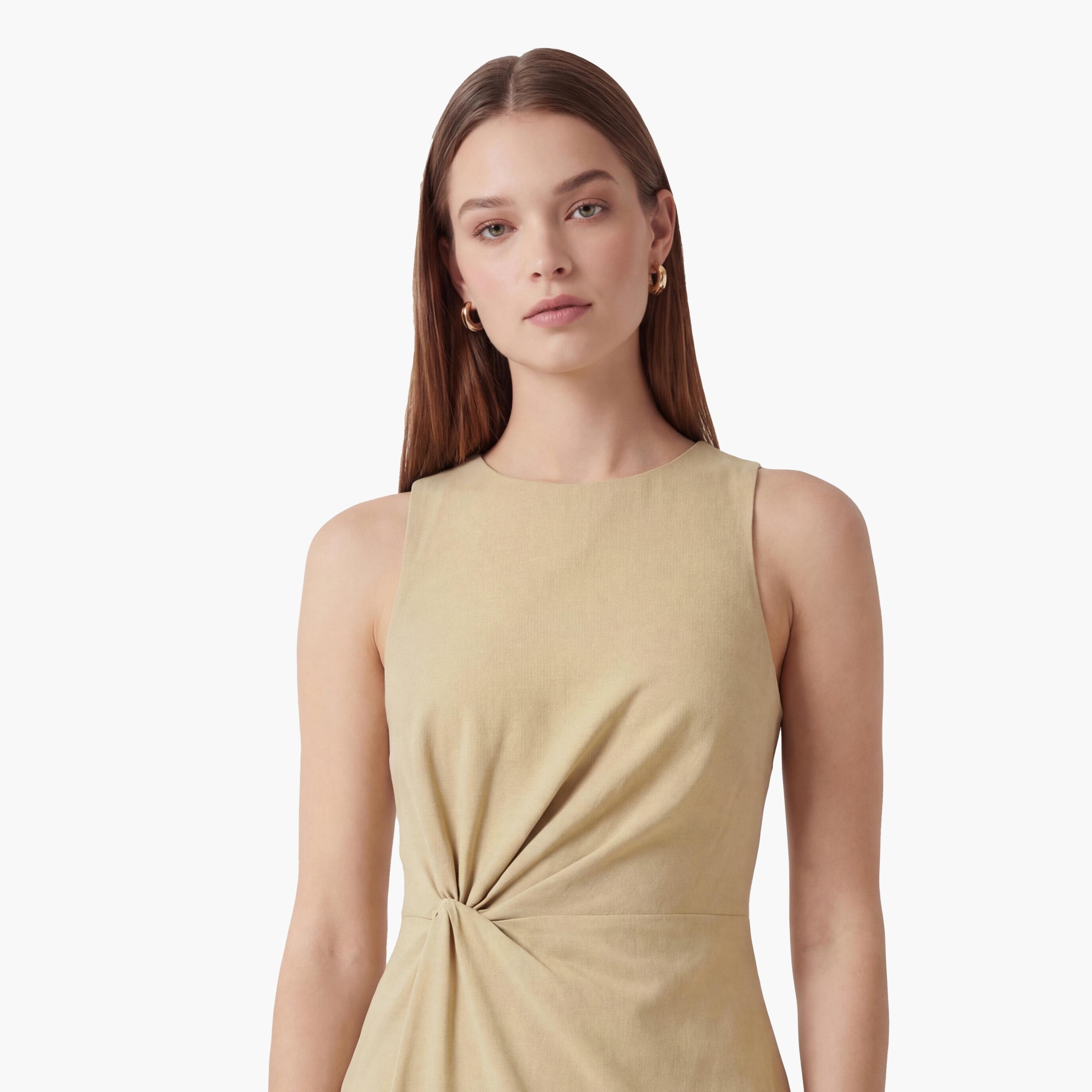 فستان ميدي نسائي "شيث" بلون بيج من كوتون-women-clothing-dresses-image-4