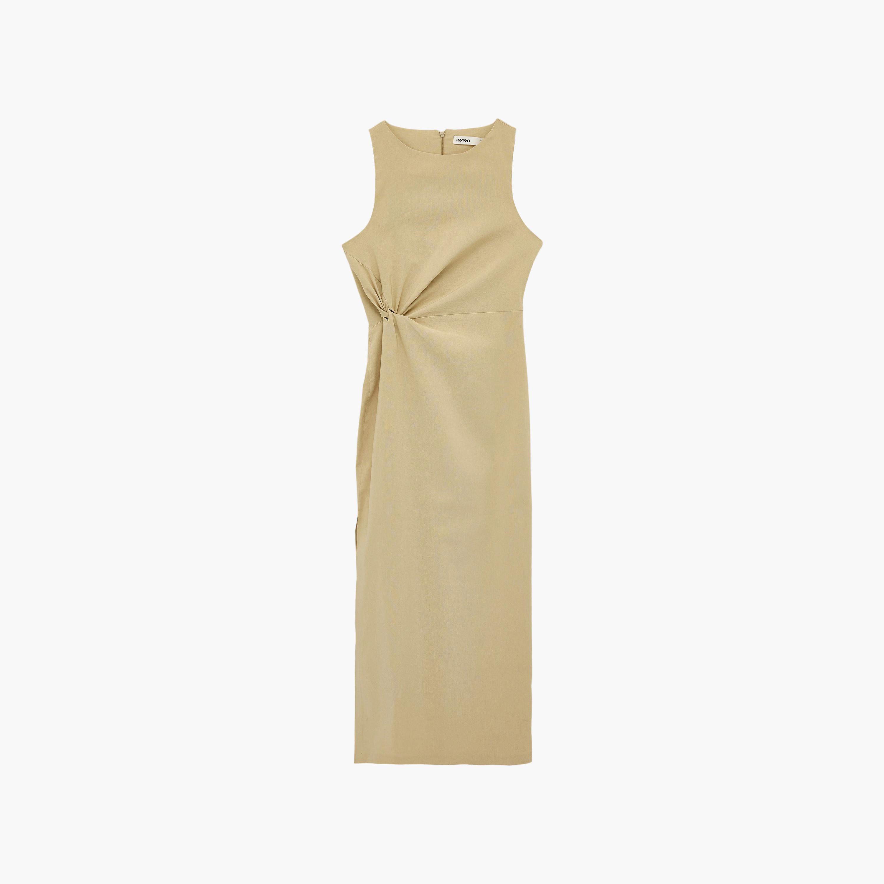 فستان ميدي نسائي "شيث" بلون بيج من كوتون-women-clothing-dresses-image-5