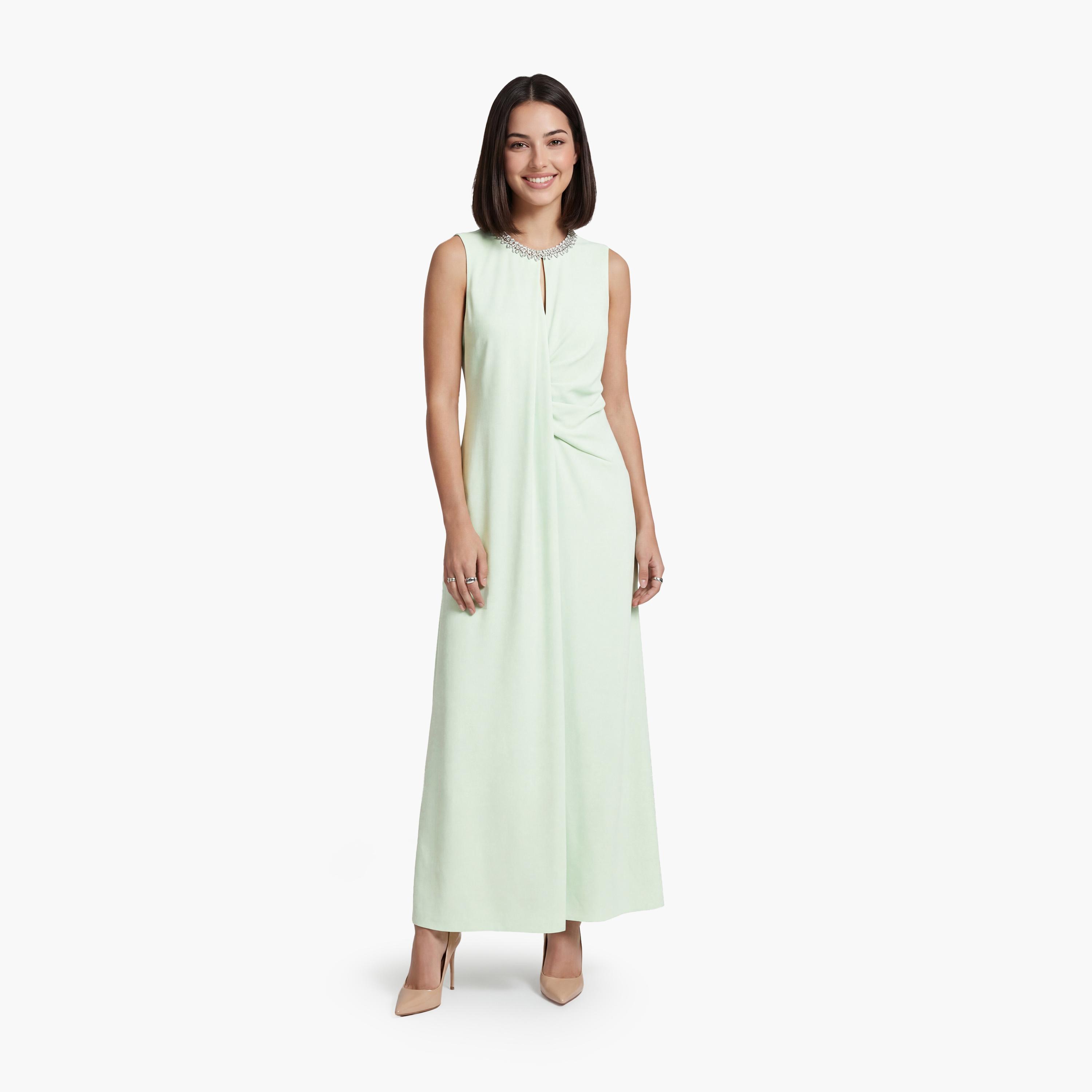 فستان ماكسي نسائي بلون أخضر فاتح من كوتون-women-clothing-dresses-image-1