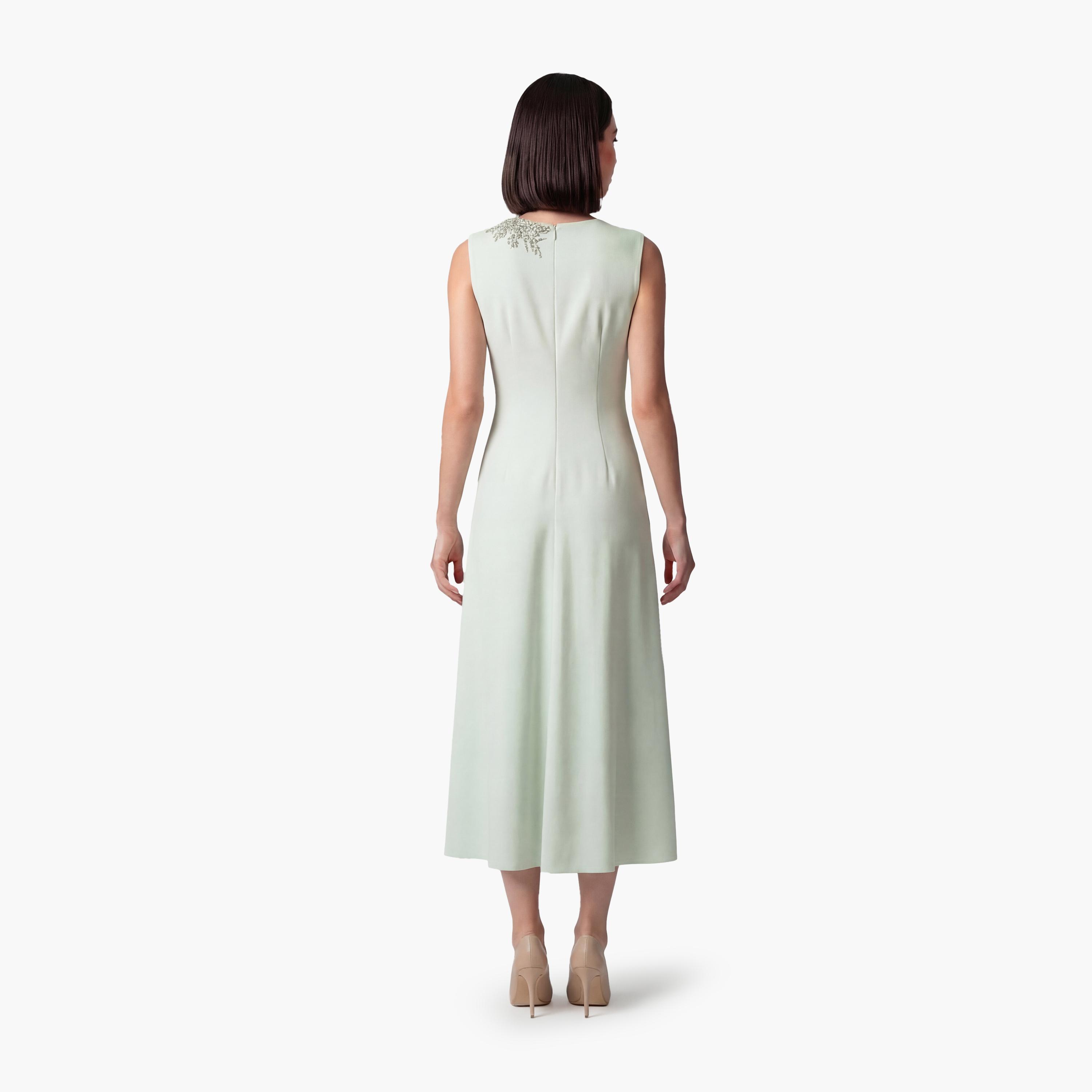 فستان ماكسي نسائي بلون أخضر فاتح من كوتون-women-clothing-dresses-image-3