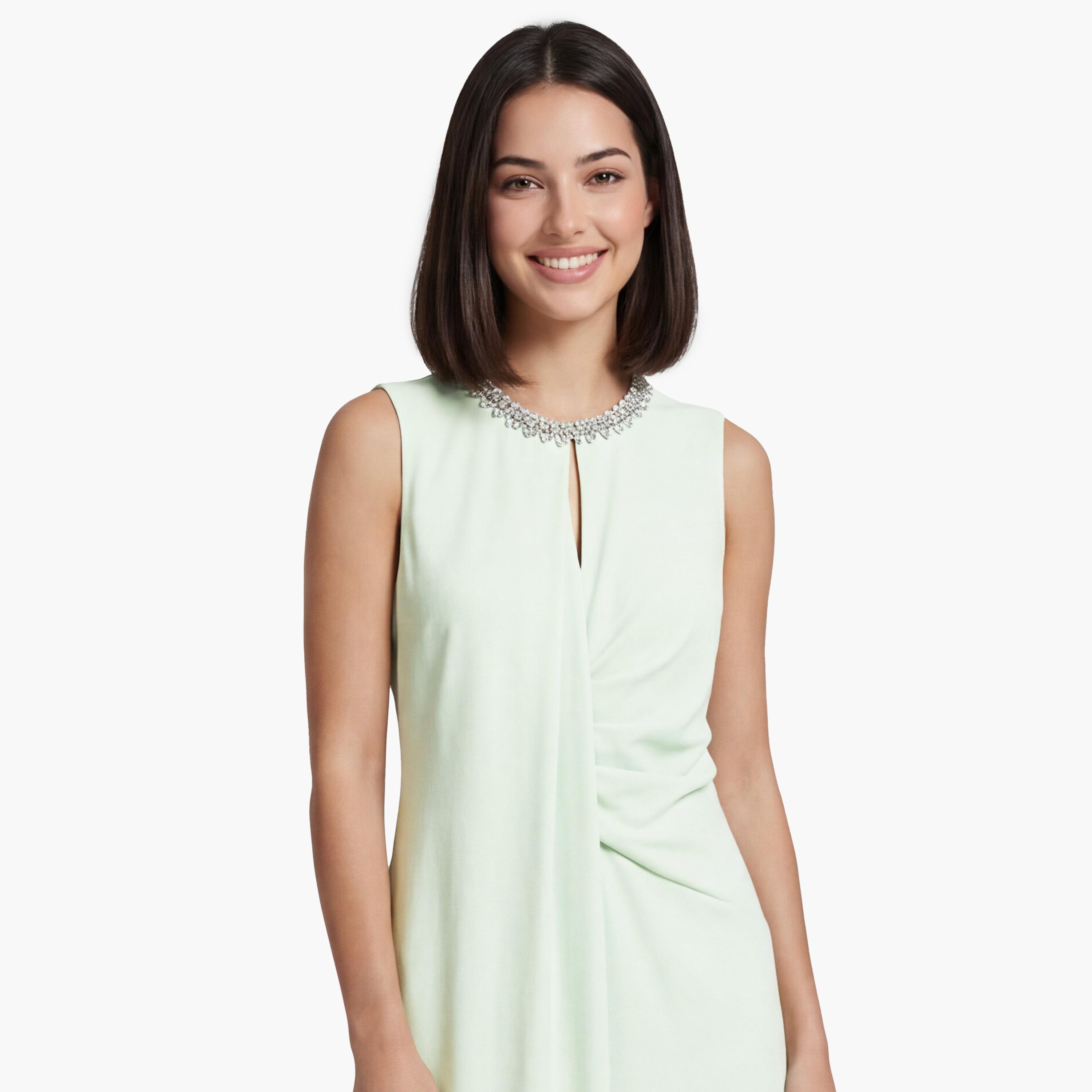 فستان ماكسي نسائي بلون أخضر فاتح من كوتون-women-clothing-dresses-image-4