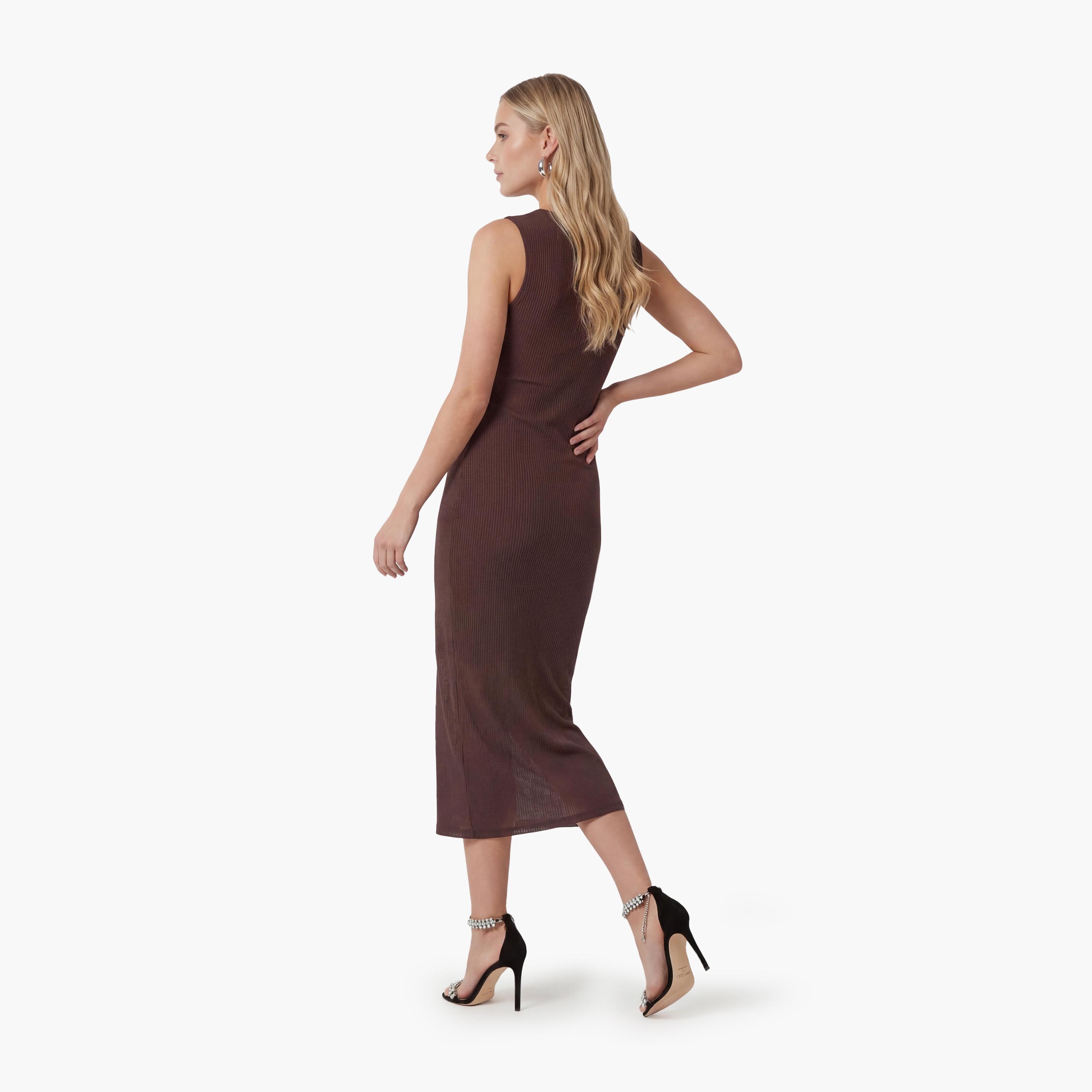 فستان ميدي نسائي "شيث" بلون بني من كوتون-women-clothing-dresses-image-3