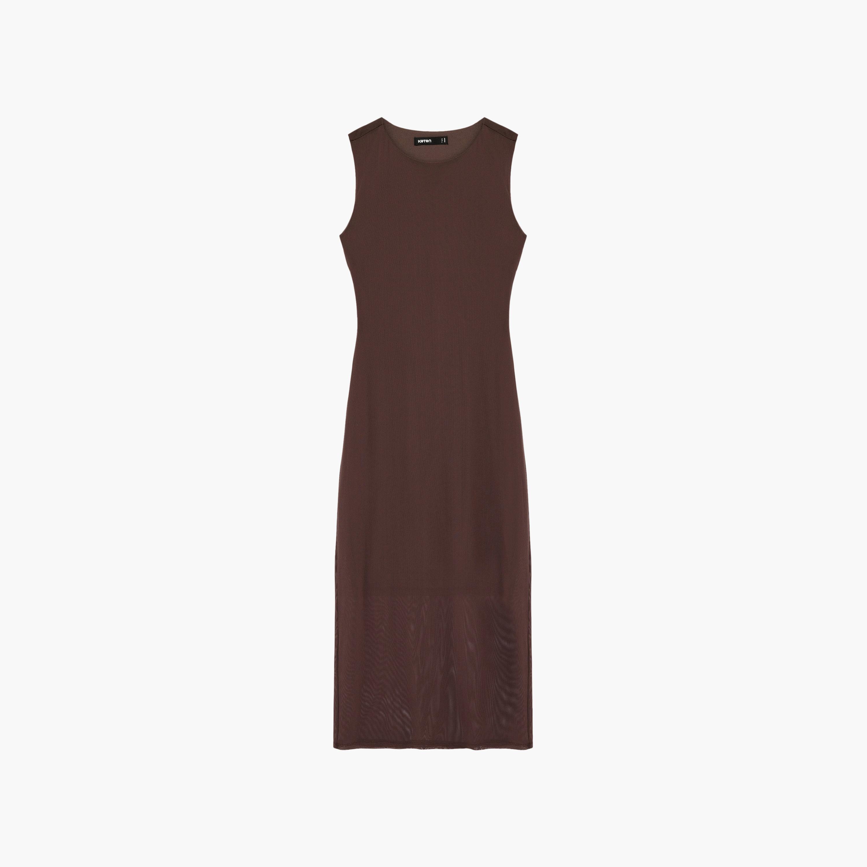 فستان ميدي نسائي "شيث" بلون بني من كوتون-women-clothing-dresses-image-5