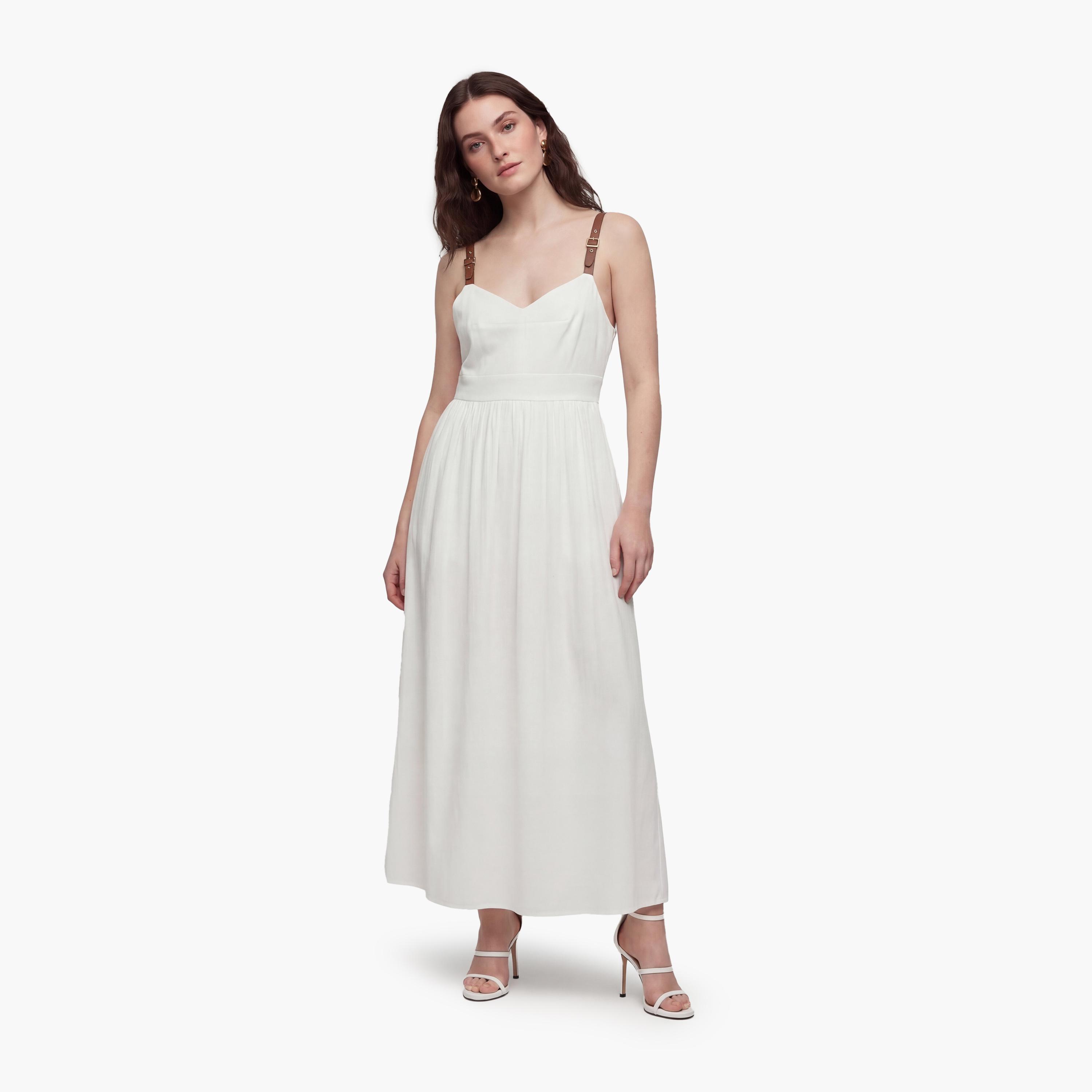 فستان ميدي نسائي "إمباير" برباط عند الرقبة من كوتون-women-clothing-dresses-image-1