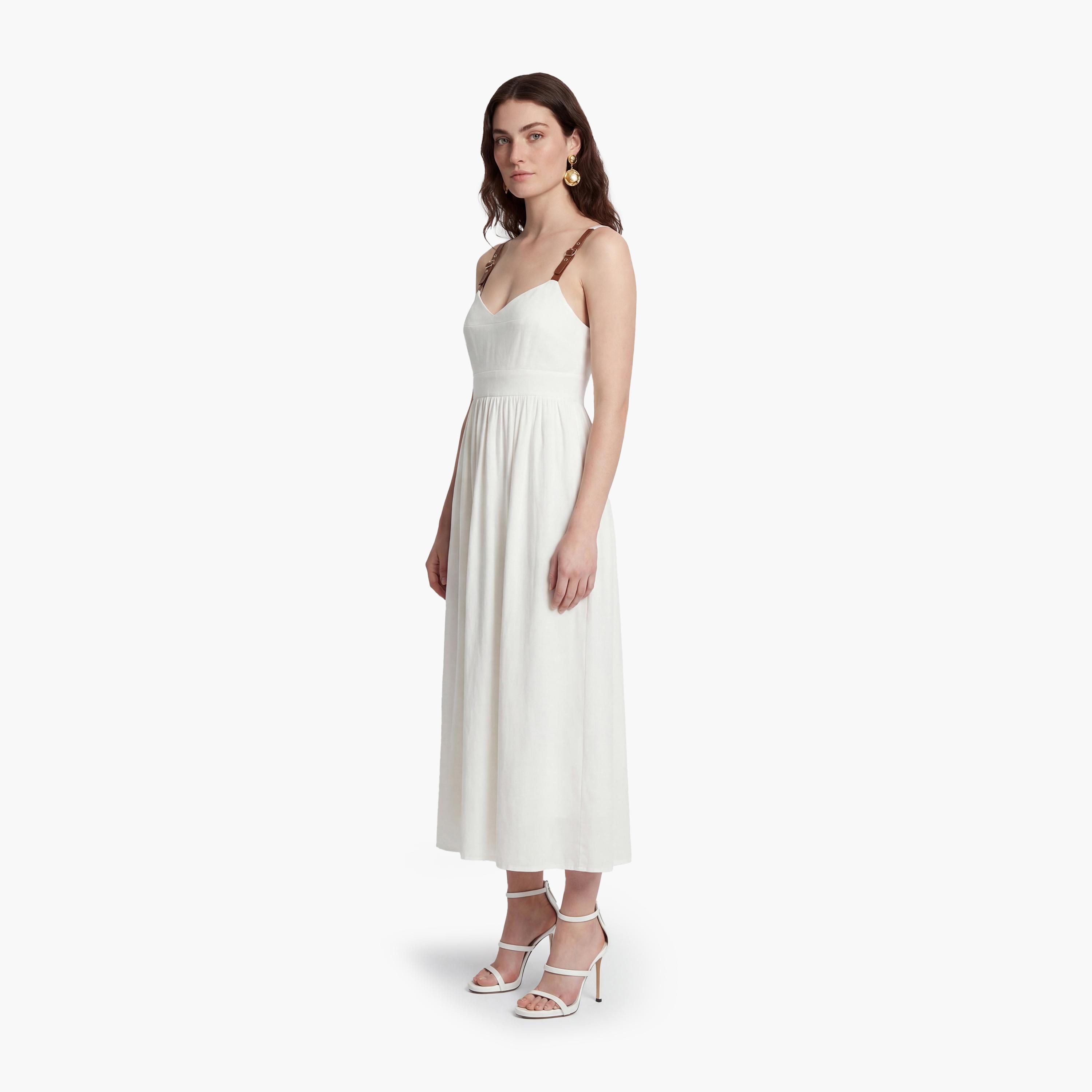 فستان ميدي نسائي "إمباير" برباط عند الرقبة من كوتون-women-clothing-dresses-image-2
