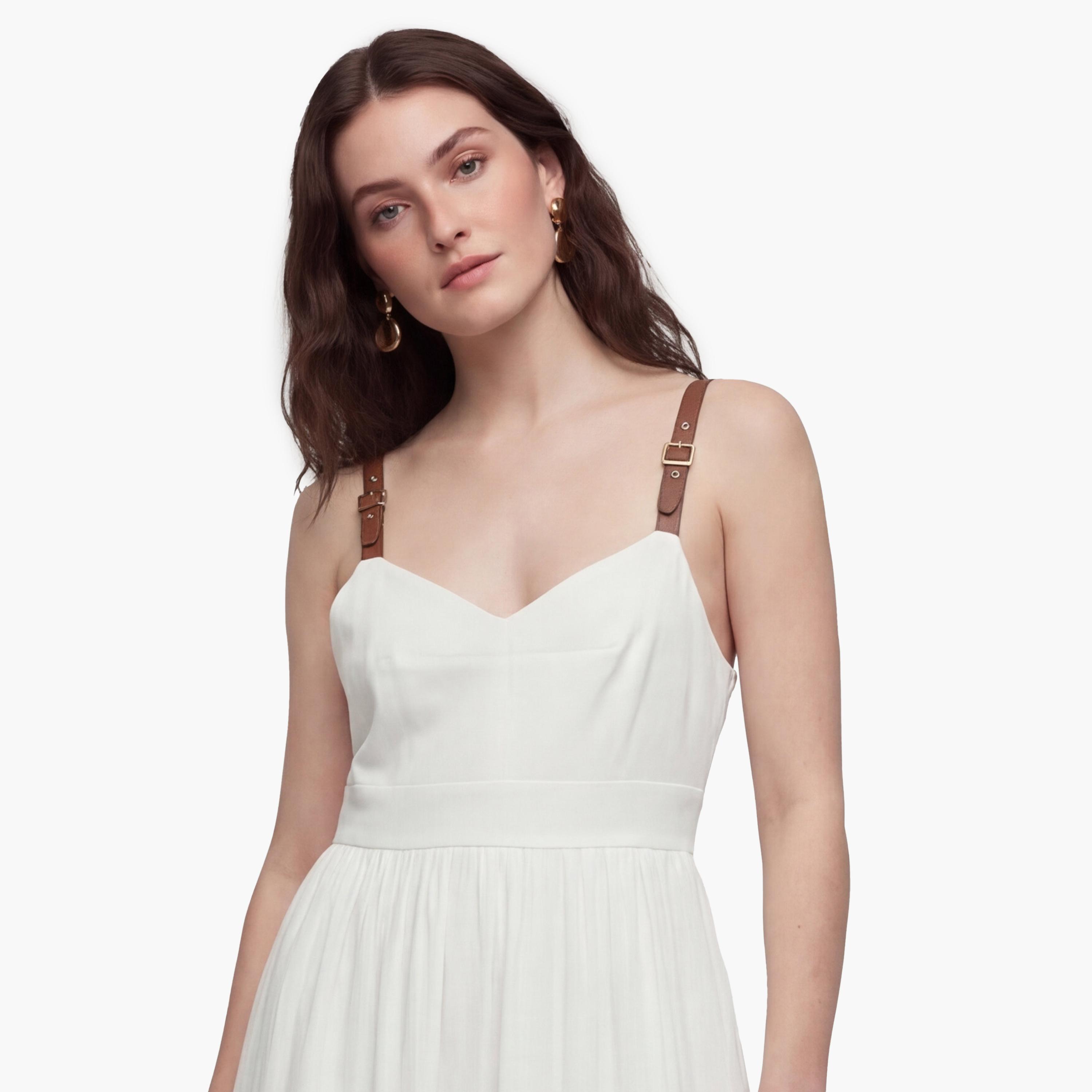 فستان ميدي نسائي "إمباير" برباط عند الرقبة من كوتون-women-clothing-dresses-image-4
