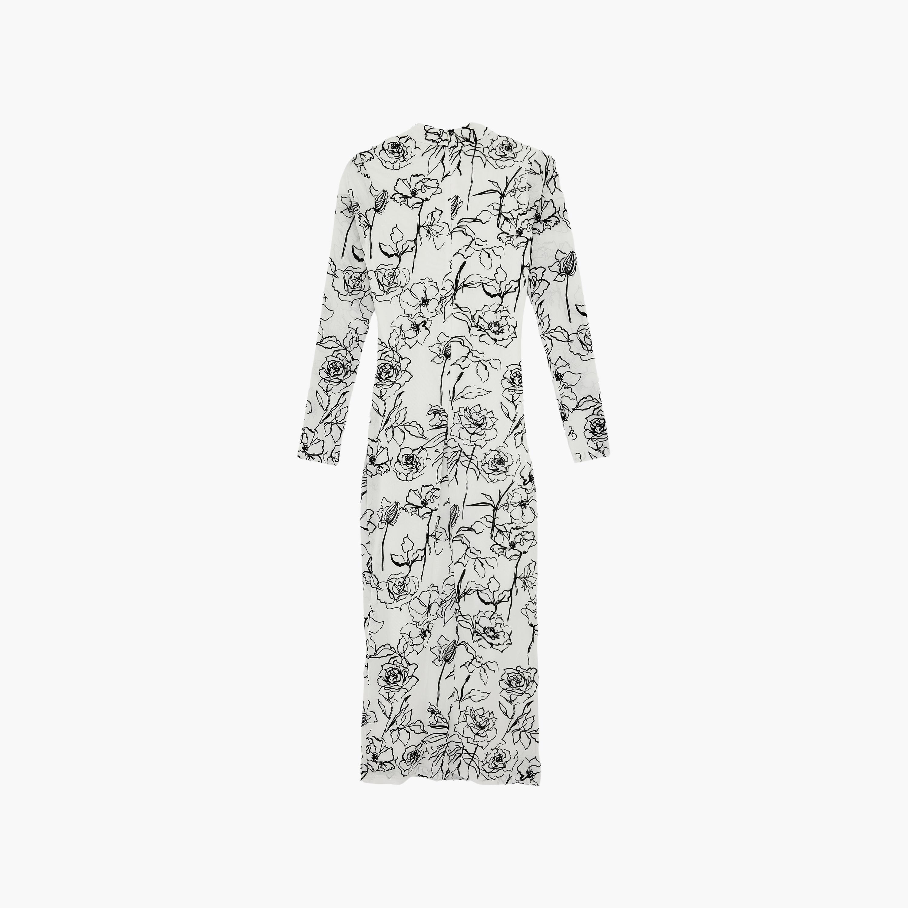 فستان ماكسي نسائي "شيث" بياقة "موك نيك" وطبعة "فلورال" زهور بلون أبيض من كوتون-women-clothing-dresses-image-4