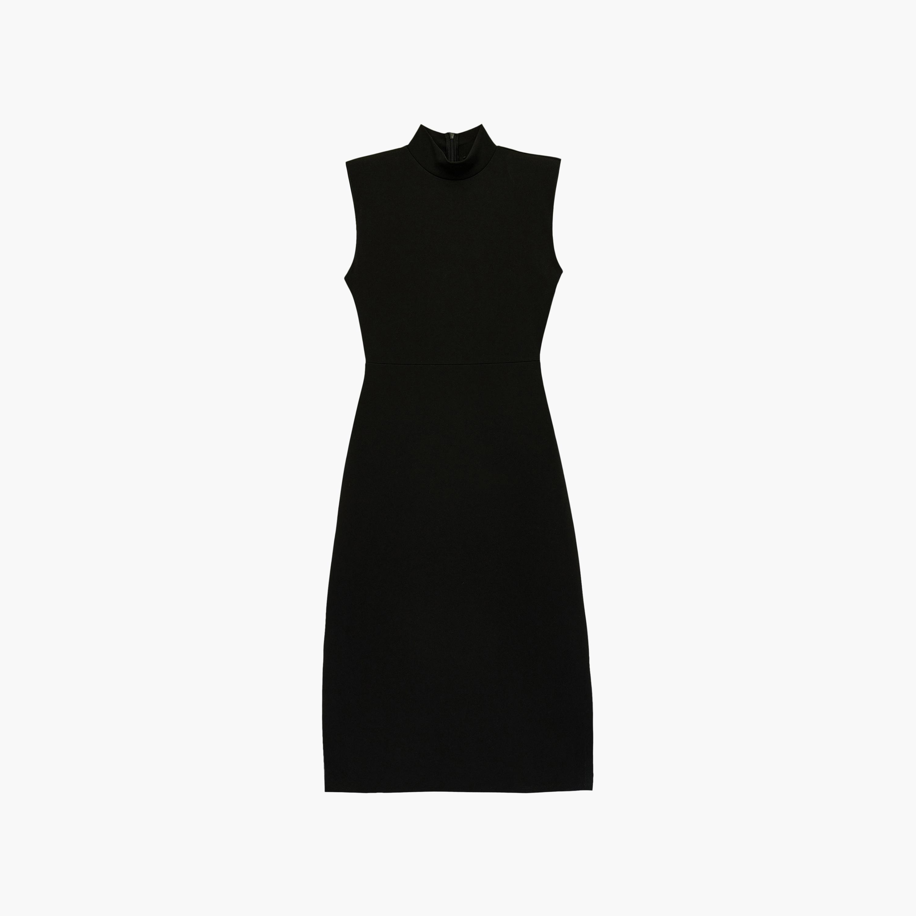 فستان ماكسي نسائي "شيث" بياقة "هاي نيك" عالية بلون أسود من كوتون-women-clothing-dresses-image-3