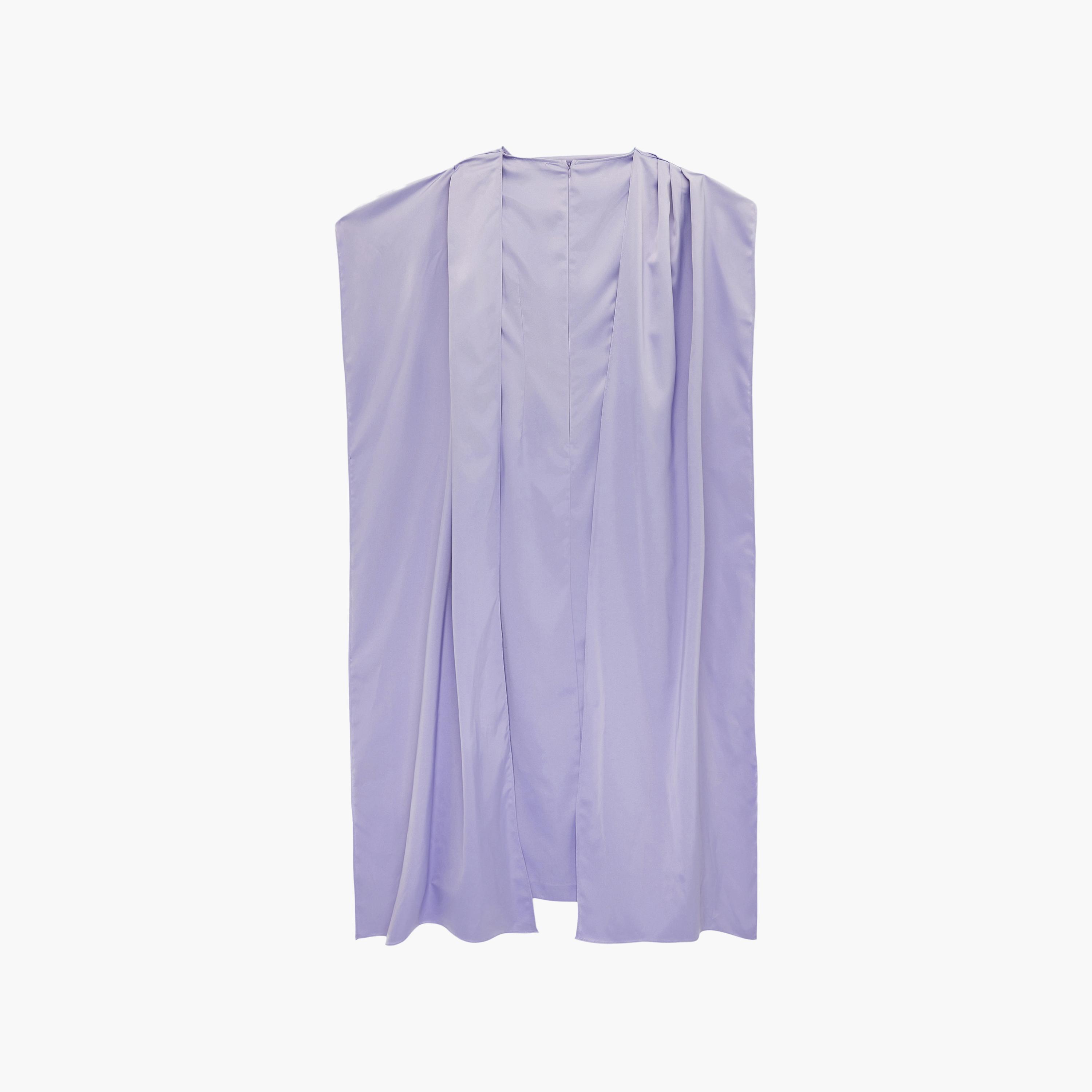 فستان ماكسي نسائي بياقة "كاول نيك" وأكمام "كاب" قصيرة بلون لافندر من كوتون-women-clothing-dresses-image-6