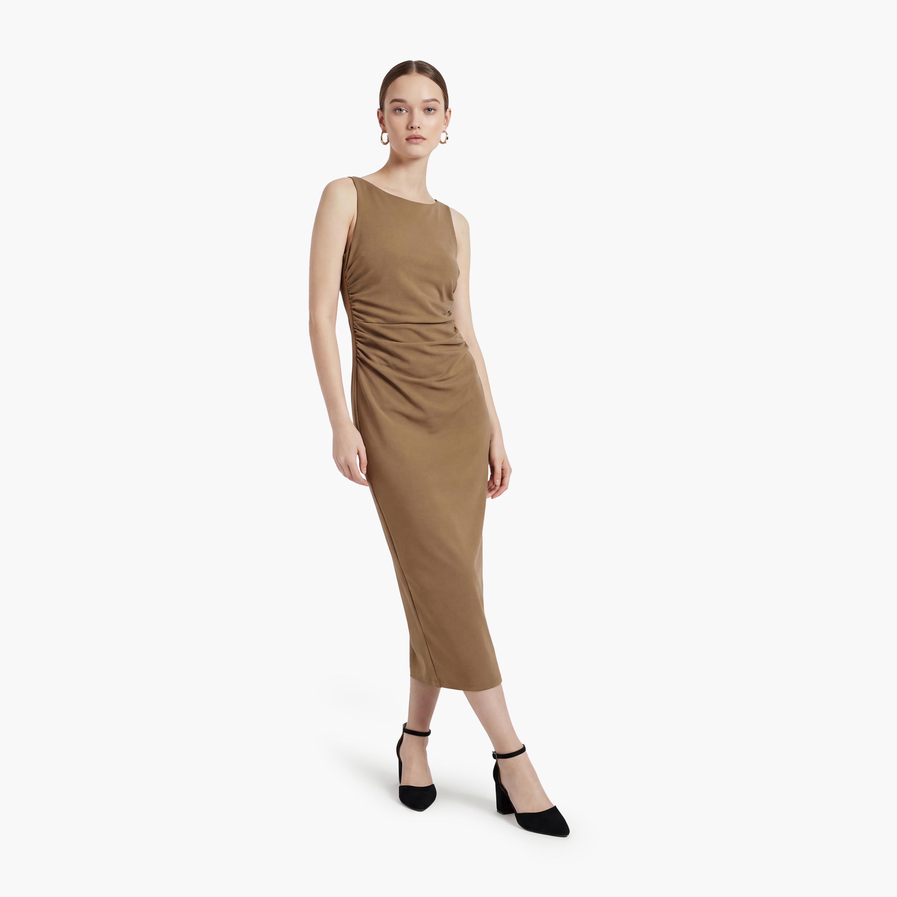 فستان ماكسي نسائي "شيث" بلون بني من كوتون-women-clothing-dresses-image-2