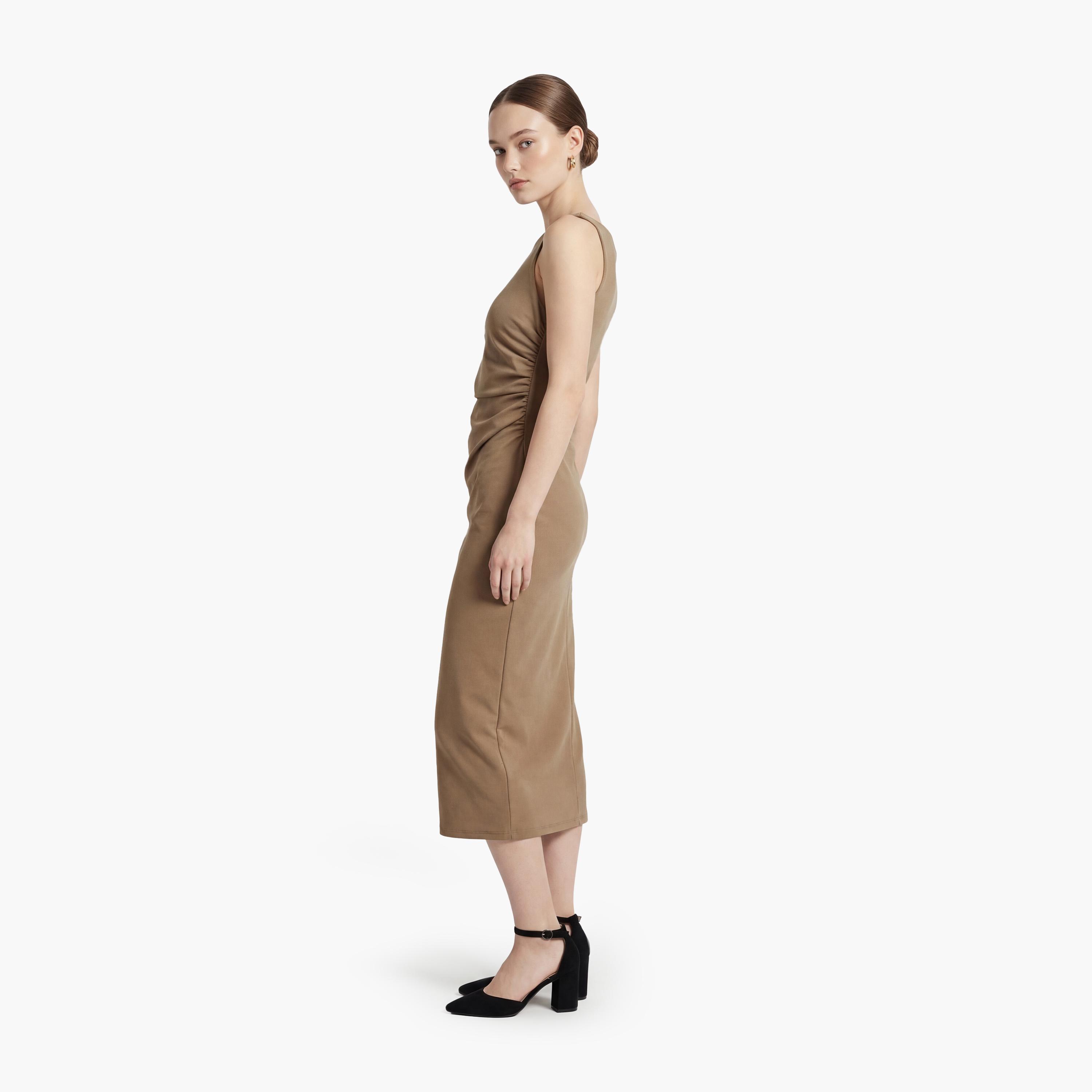 فستان ماكسي نسائي "شيث" بلون بني من كوتون-women-clothing-dresses-image-3