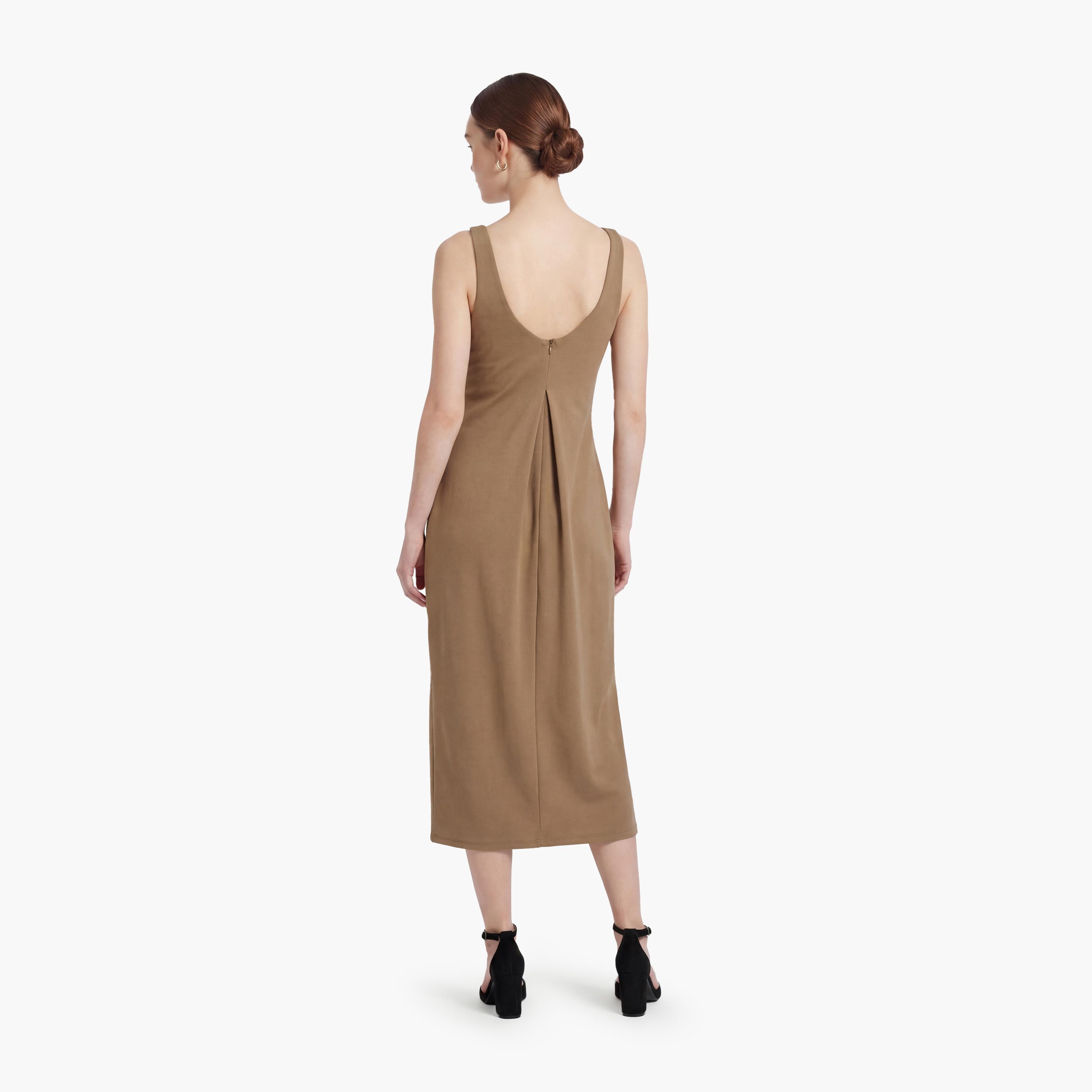 فستان ماكسي نسائي "شيث" بلون بني من كوتون-women-clothing-dresses-image-4