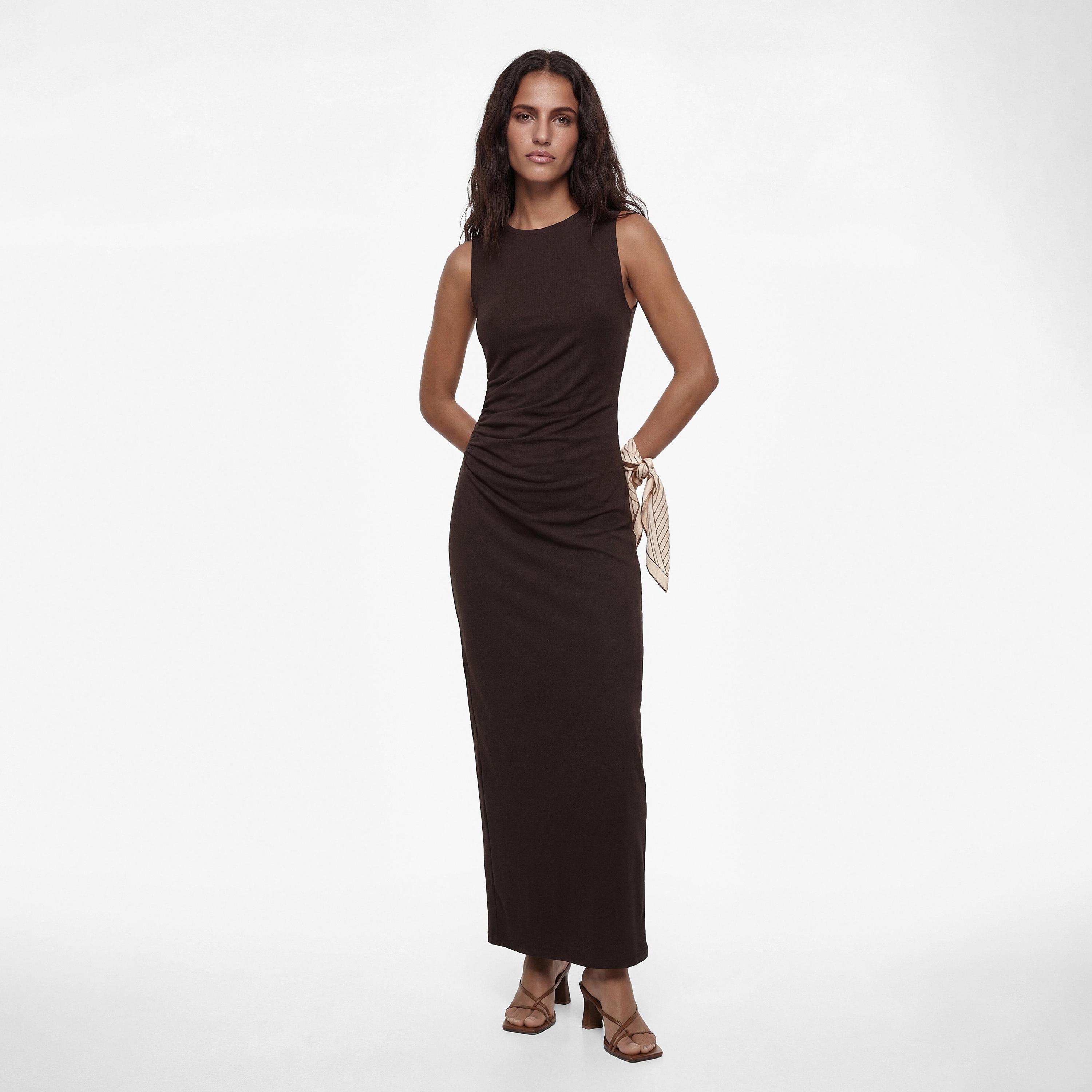 فستان ماكسي نسائي "شيث" بلون بني من كوتون-women-clothing-dresses-image-1