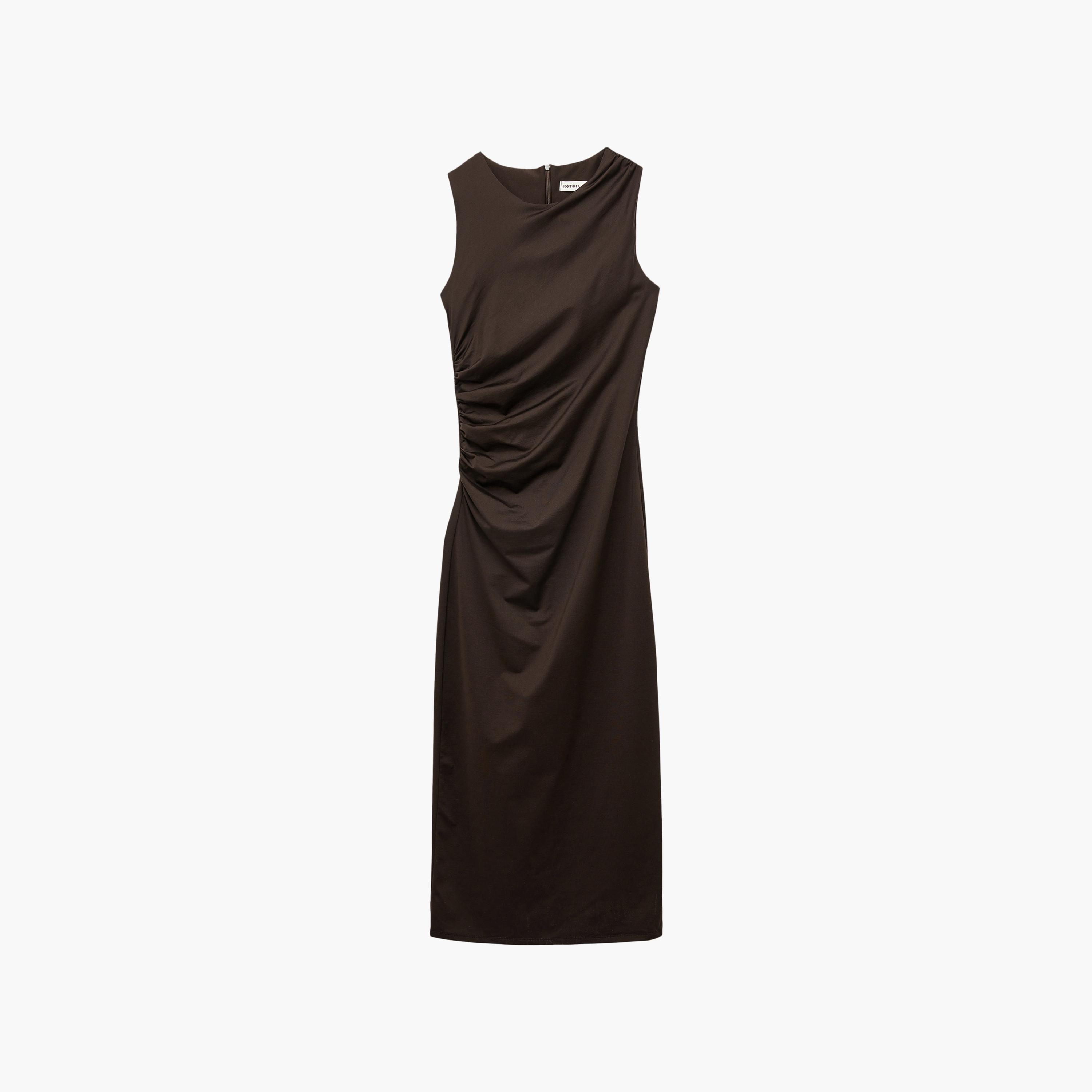 فستان ماكسي نسائي "شيث" بلون بني من كوتون-women-clothing-dresses-image-3