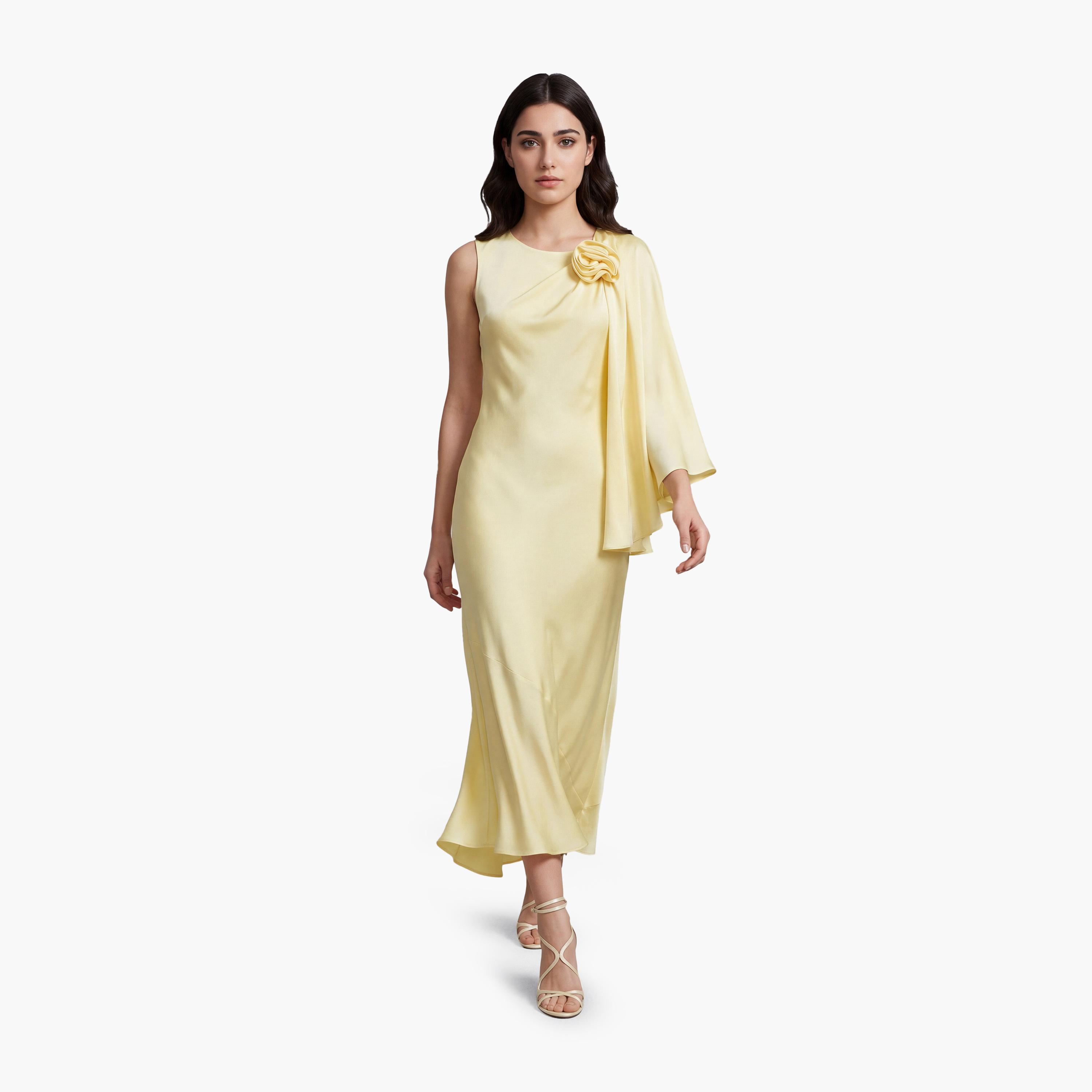 KOTON Yellow Women's Maxi Dress-women-clothing-dresses-image-2