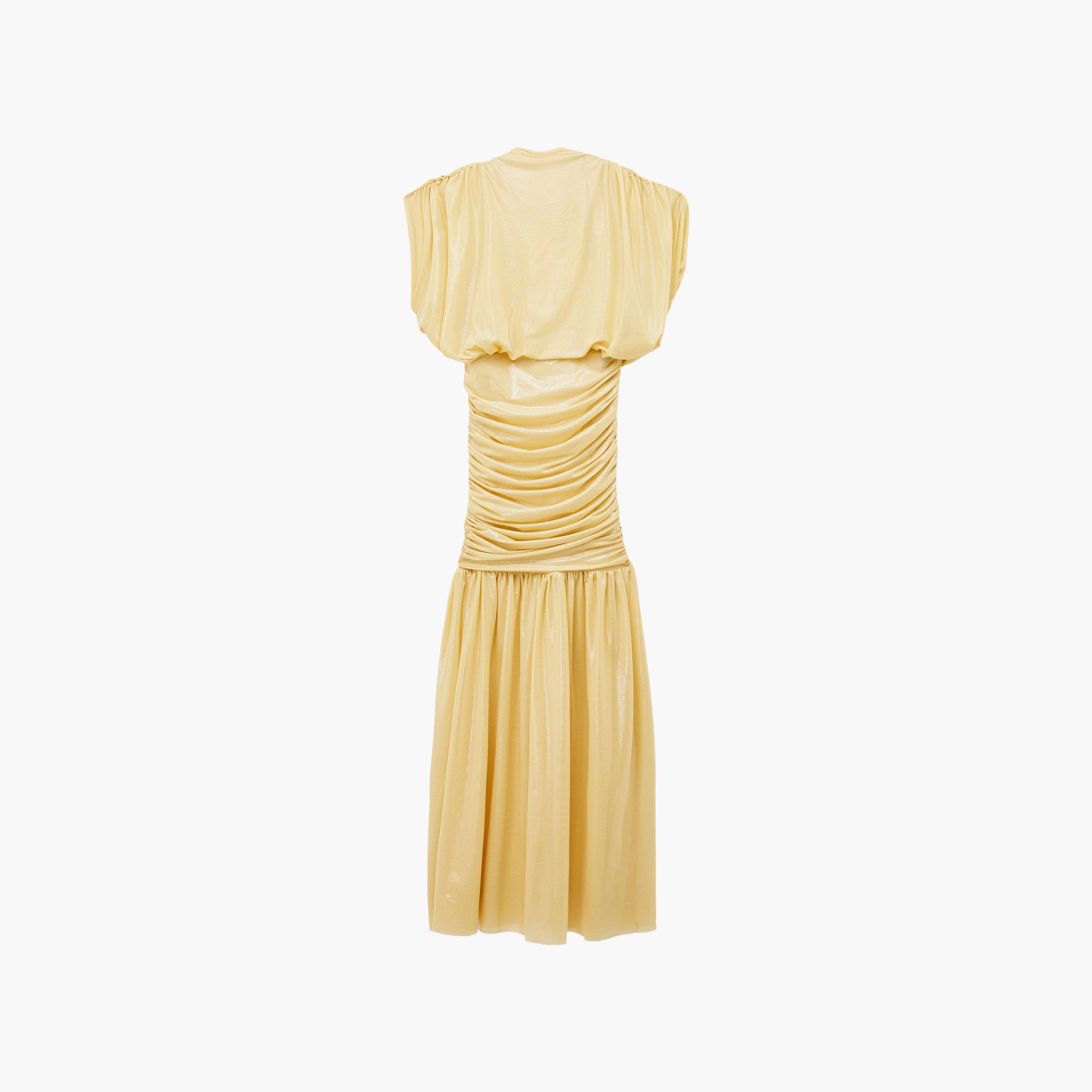 فستان ماكسي نسائي بخصر "دروب ويست" وتصميم "روشد" بزمزمة بلون أصفر من كوتون-women-clothing-dresses-image-3