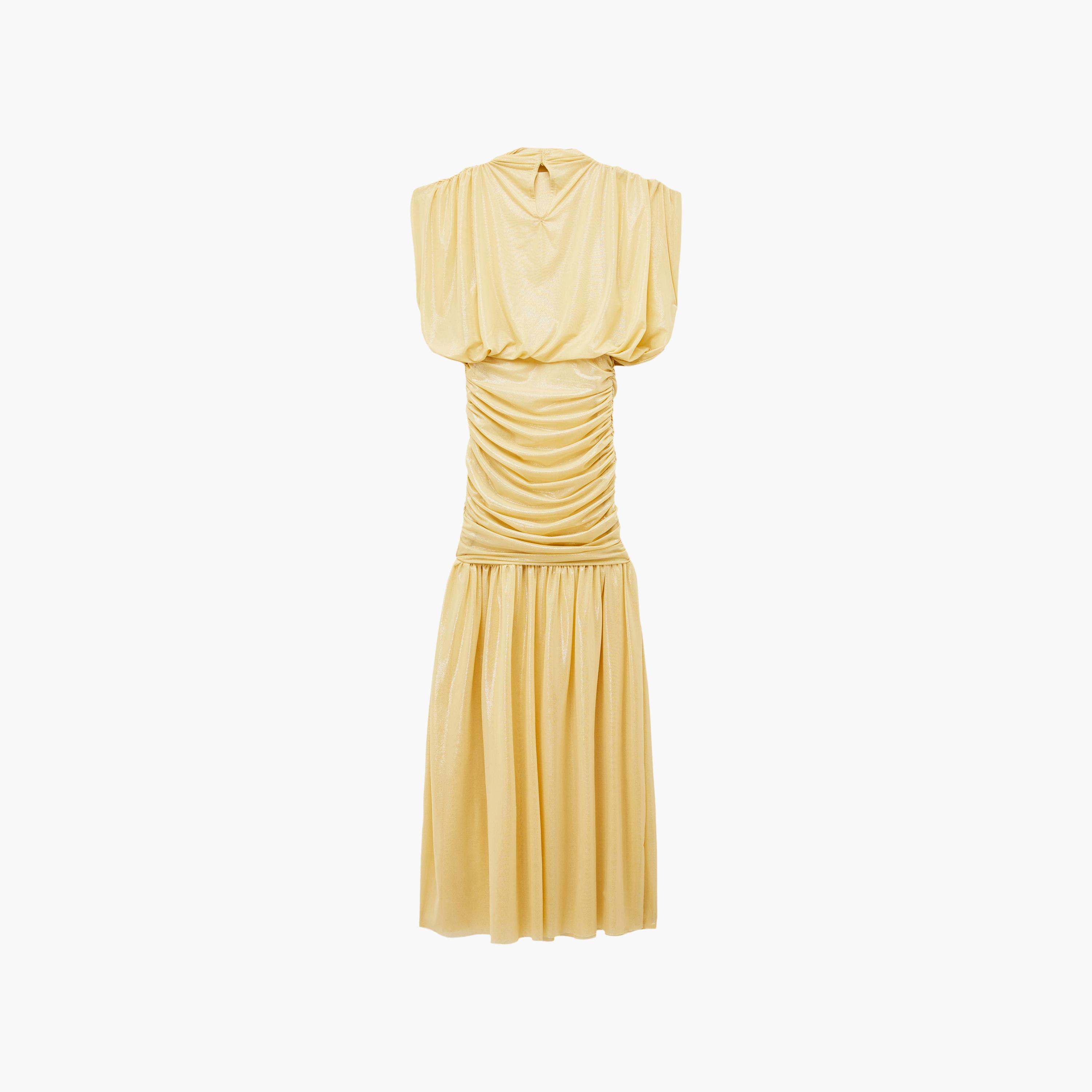 فستان ماكسي نسائي بخصر "دروب ويست" وتصميم "روشد" بزمزمة بلون أصفر من كوتون-women-clothing-dresses-image-4