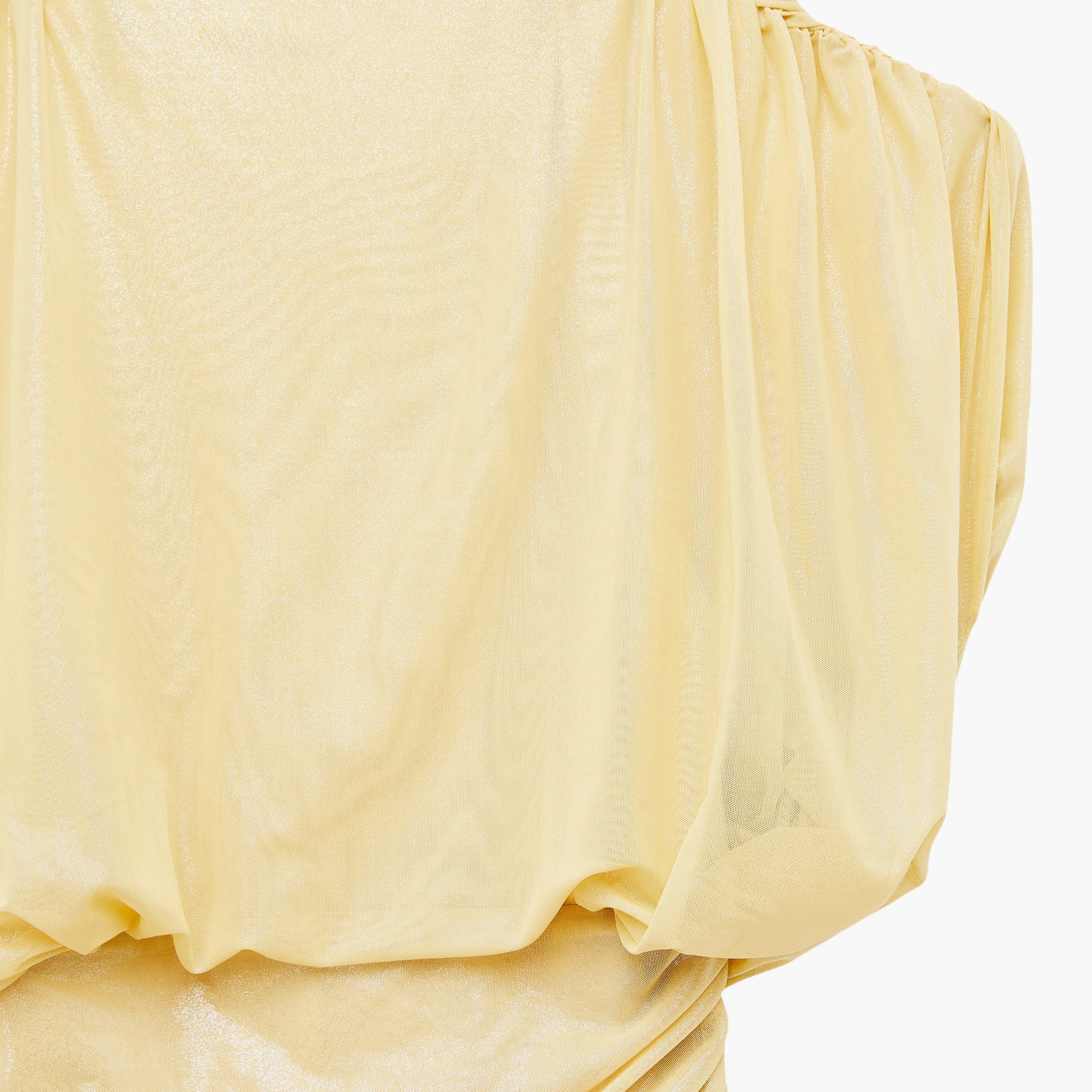 فستان ماكسي نسائي بخصر "دروب ويست" وتصميم "روشد" بزمزمة بلون أصفر من كوتون-women-clothing-dresses-image-5