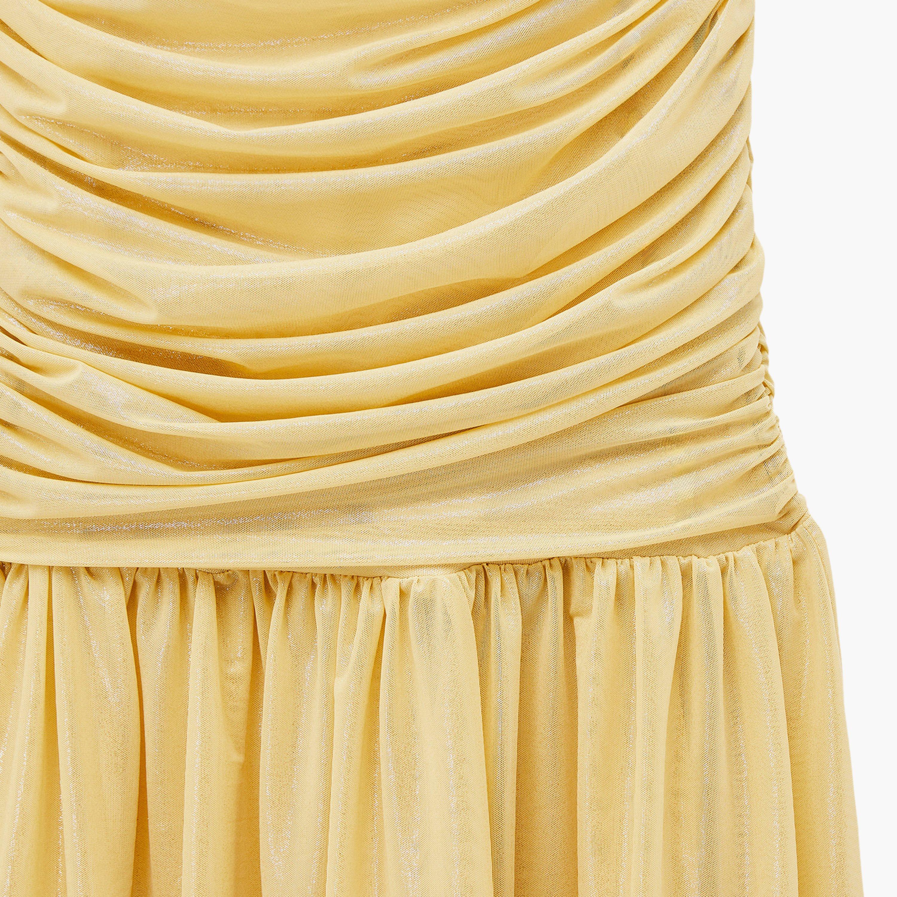 فستان ماكسي نسائي بخصر "دروب ويست" وتصميم "روشد" بزمزمة بلون أصفر من كوتون-women-clothing-dresses-image-6