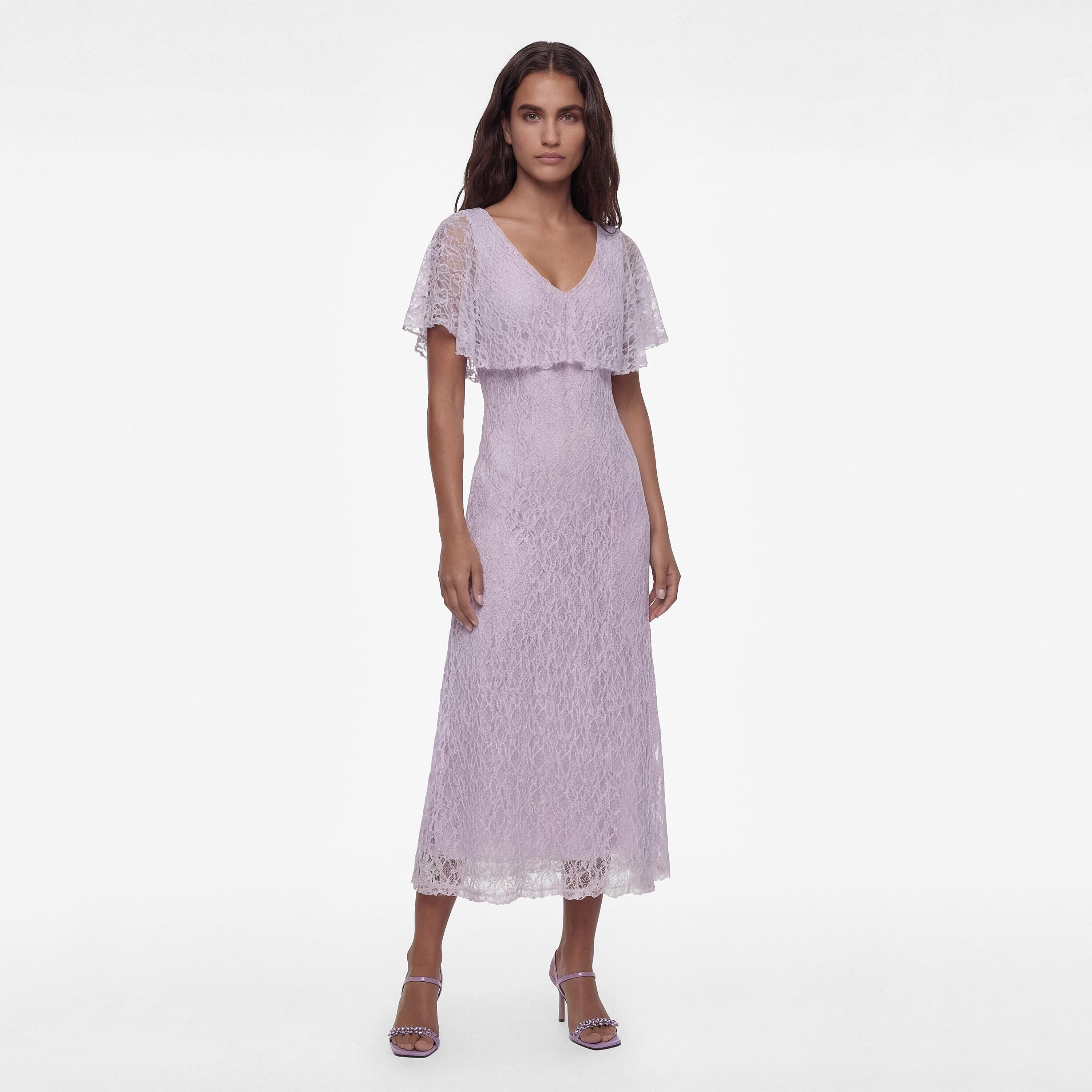 فستان ميدي نسائي مع طبقة "كيب" علوية من الدانتيل من كوتون-women-clothing-dresses-image-1