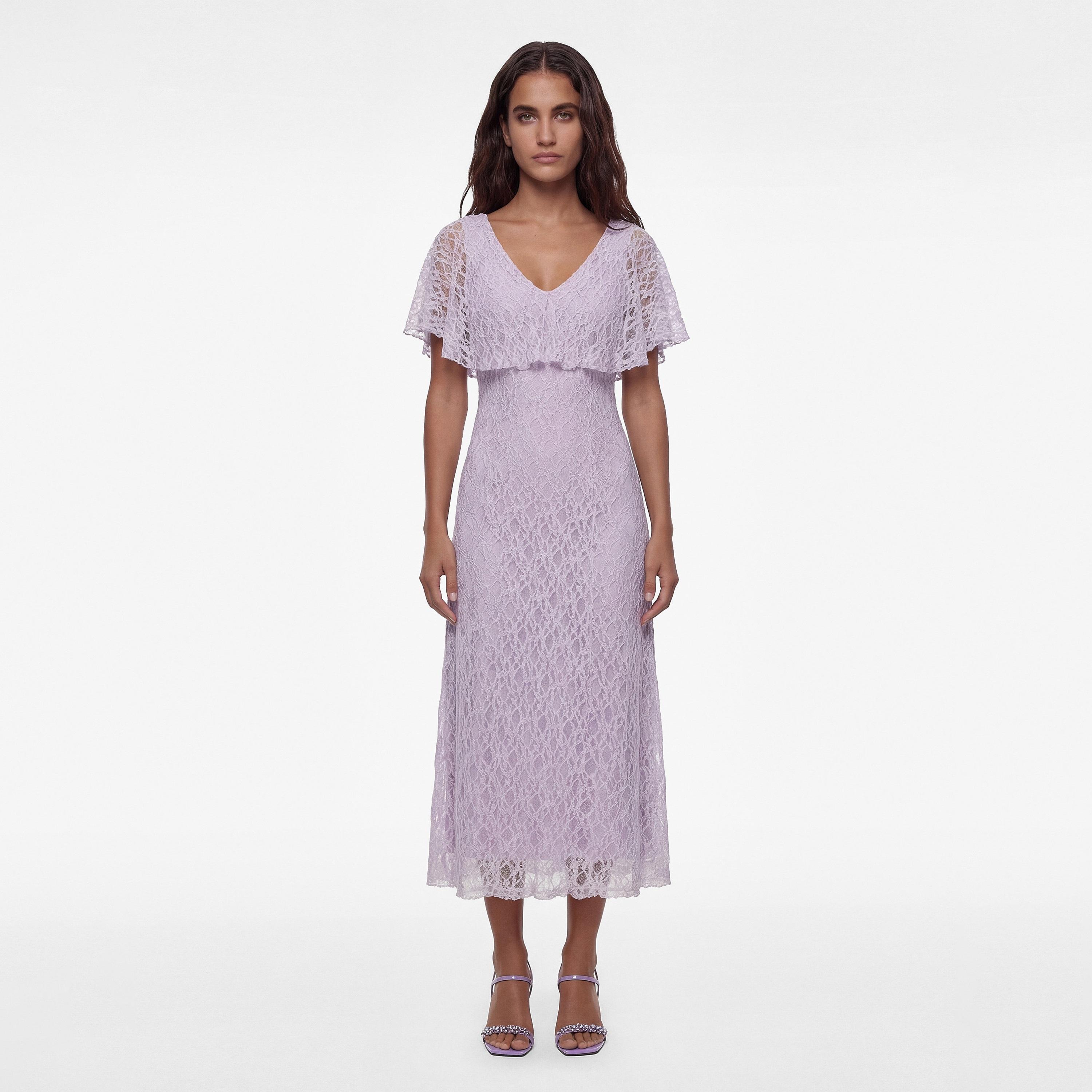 فستان ميدي نسائي مع طبقة "كيب" علوية من الدانتيل من كوتون-women-clothing-dresses-image-2