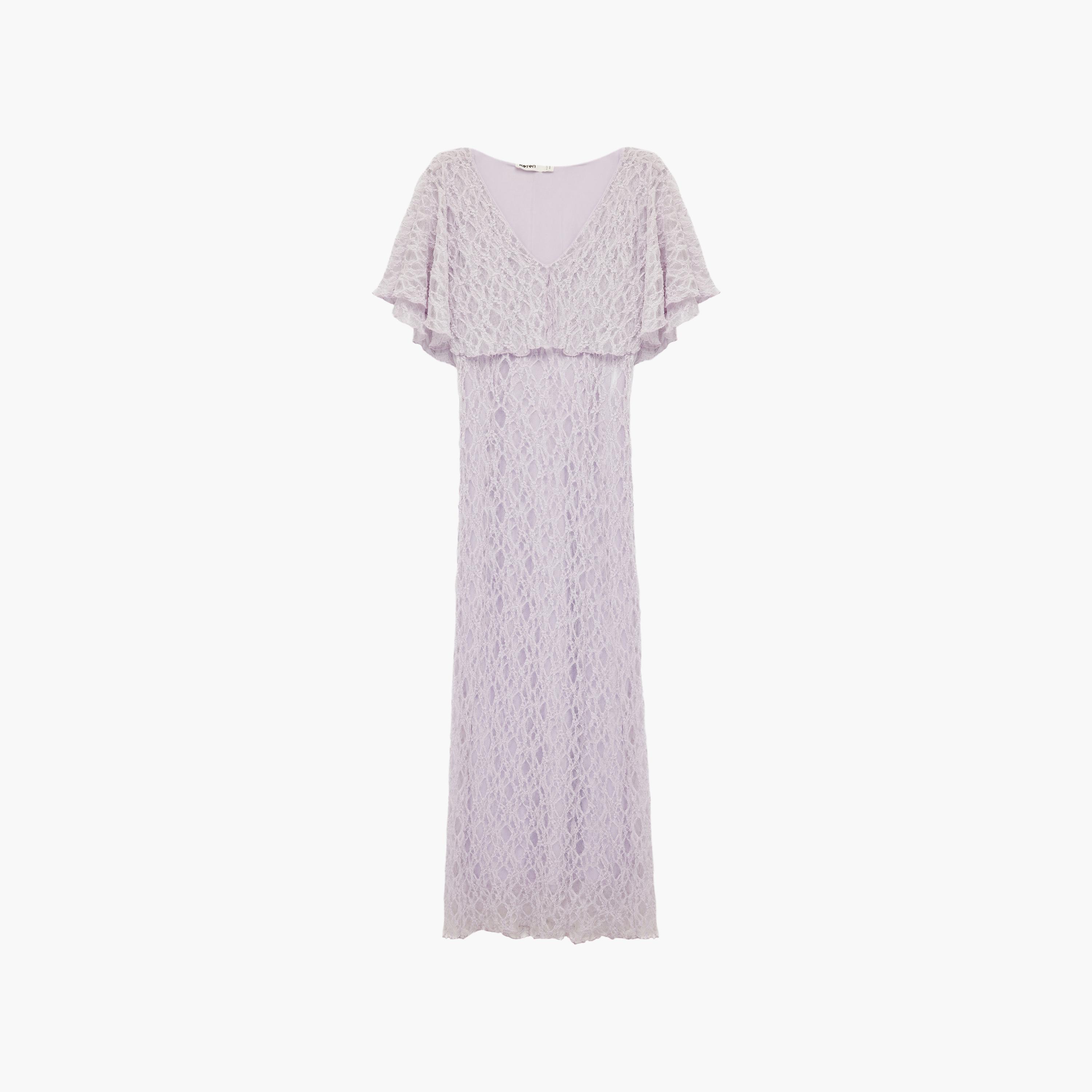 فستان ميدي نسائي مع طبقة "كيب" علوية من الدانتيل من كوتون-women-clothing-dresses-image-3