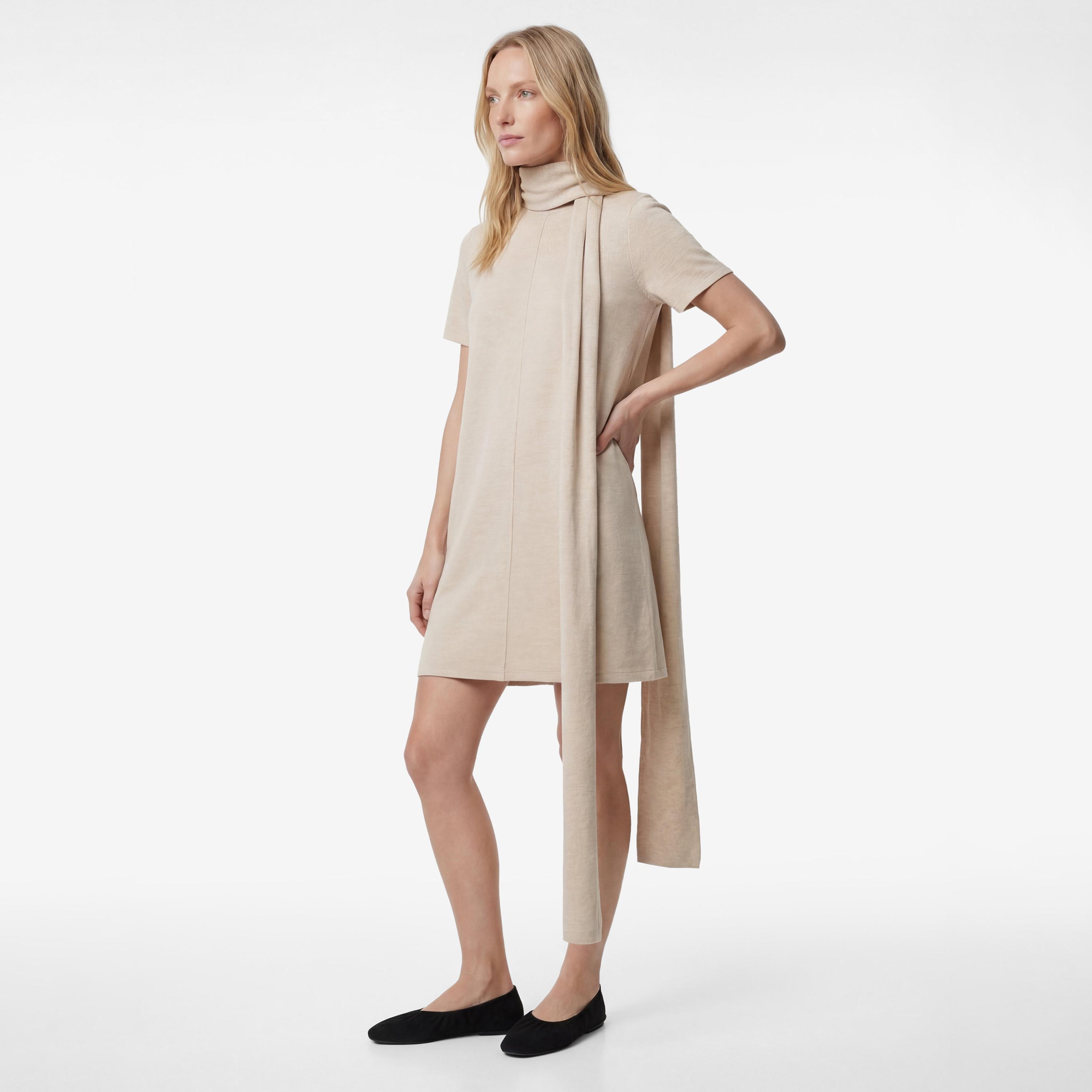 KOTON High Neck Shift Women's Mini Dress-women-clothing-dresses-image-2