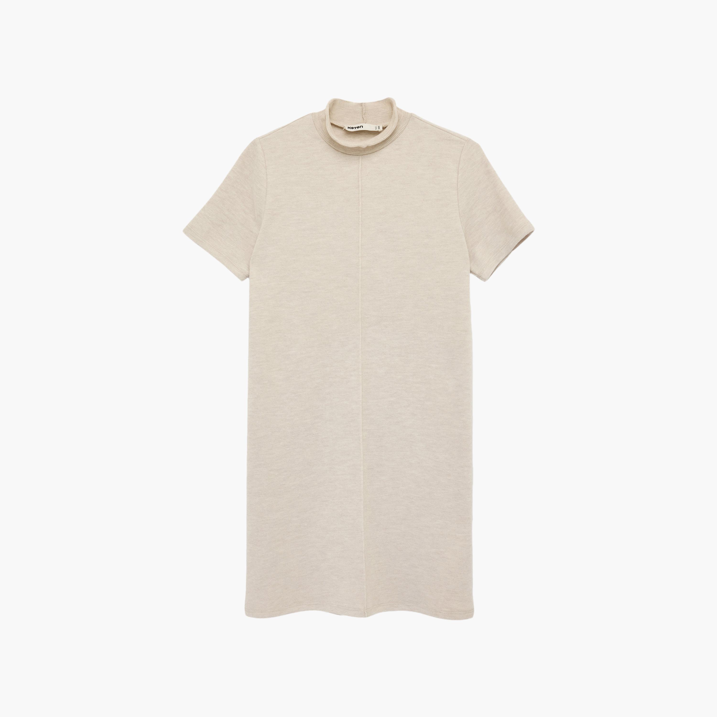 KOTON High Neck Shift Women's Mini Dress-women-clothing-dresses-image-3