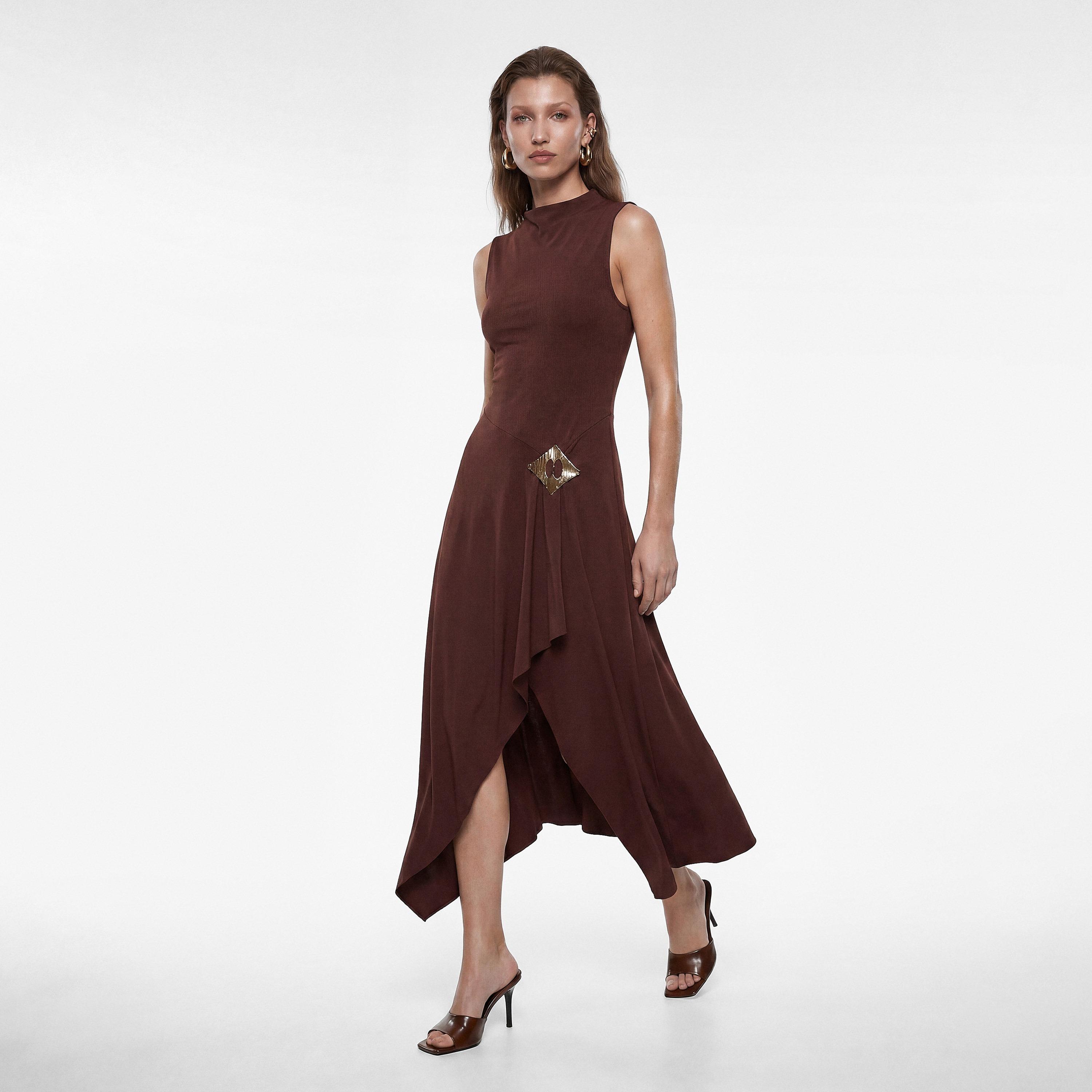 KOTON Brown Fit & Flared Women's Maxi Dress-women-clothing-dresses-image-1