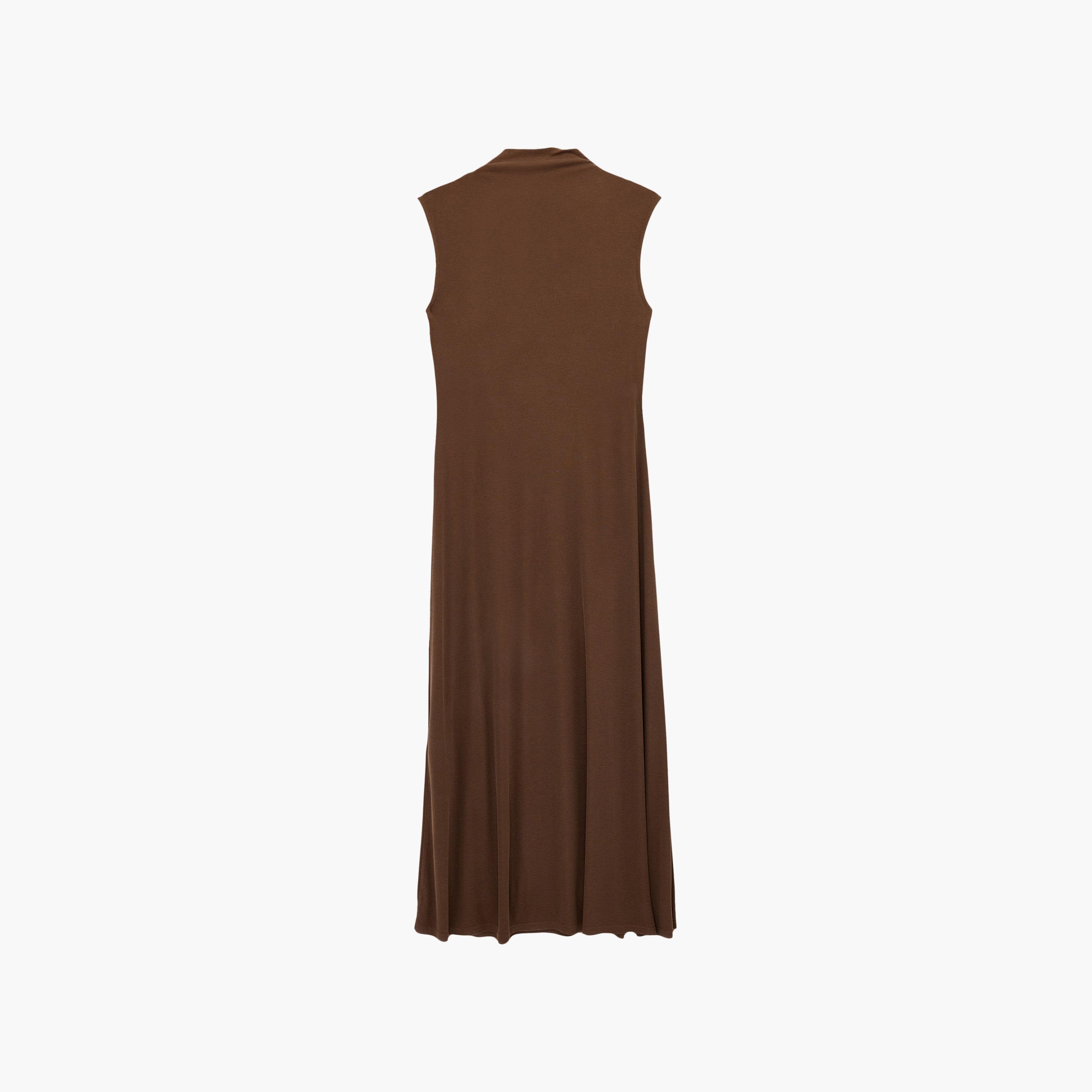 KOTON Brown Modal High Neck Sheath Women's Midi Dress-women-clothing-dresses-image-6