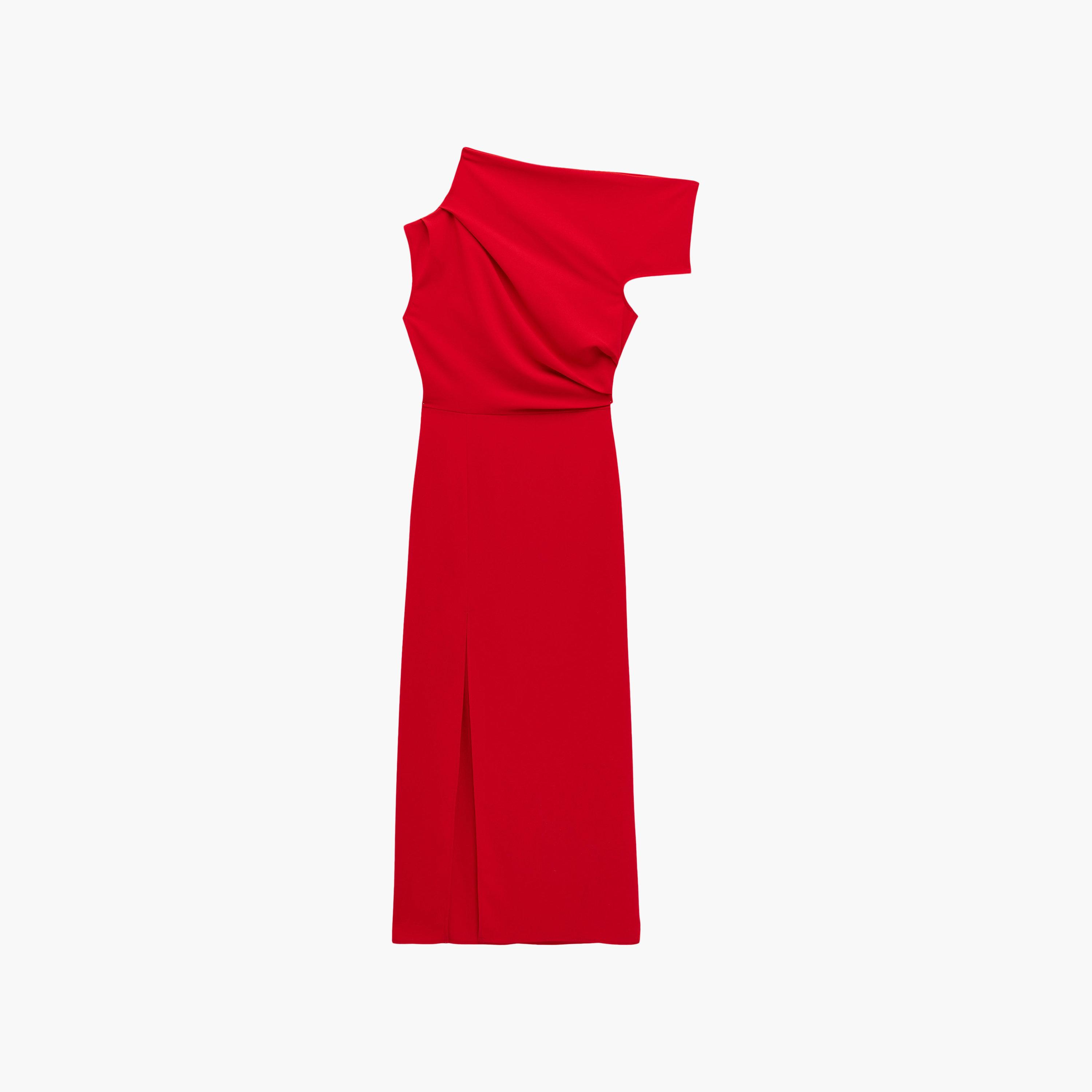 فستان ميدي نسائي "شيث" بكتف واحد بلون أحمر من كوتون-women-clothing-dresses-image-5
