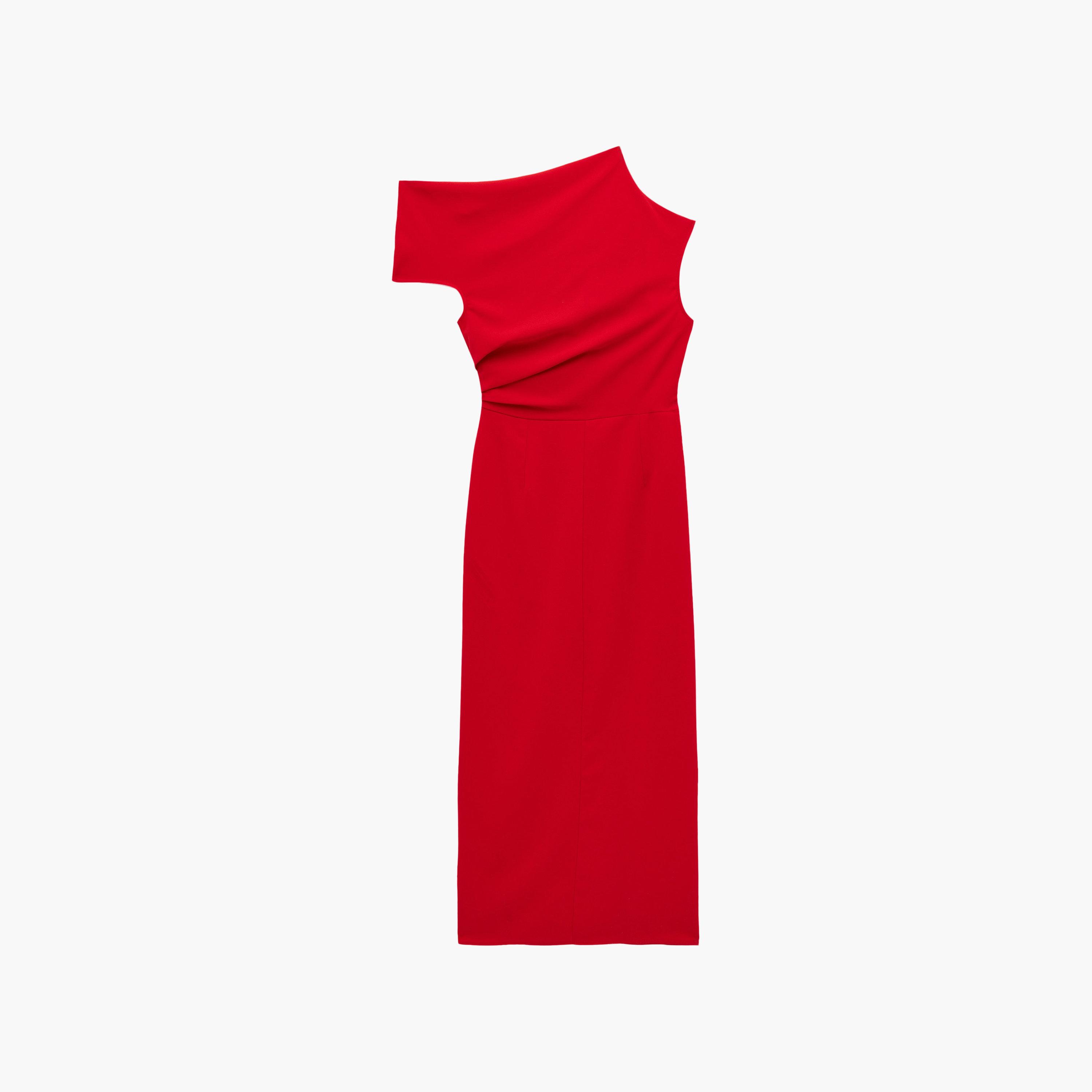فستان ميدي نسائي "شيث" بكتف واحد بلون أحمر من كوتون-women-clothing-dresses-image-6