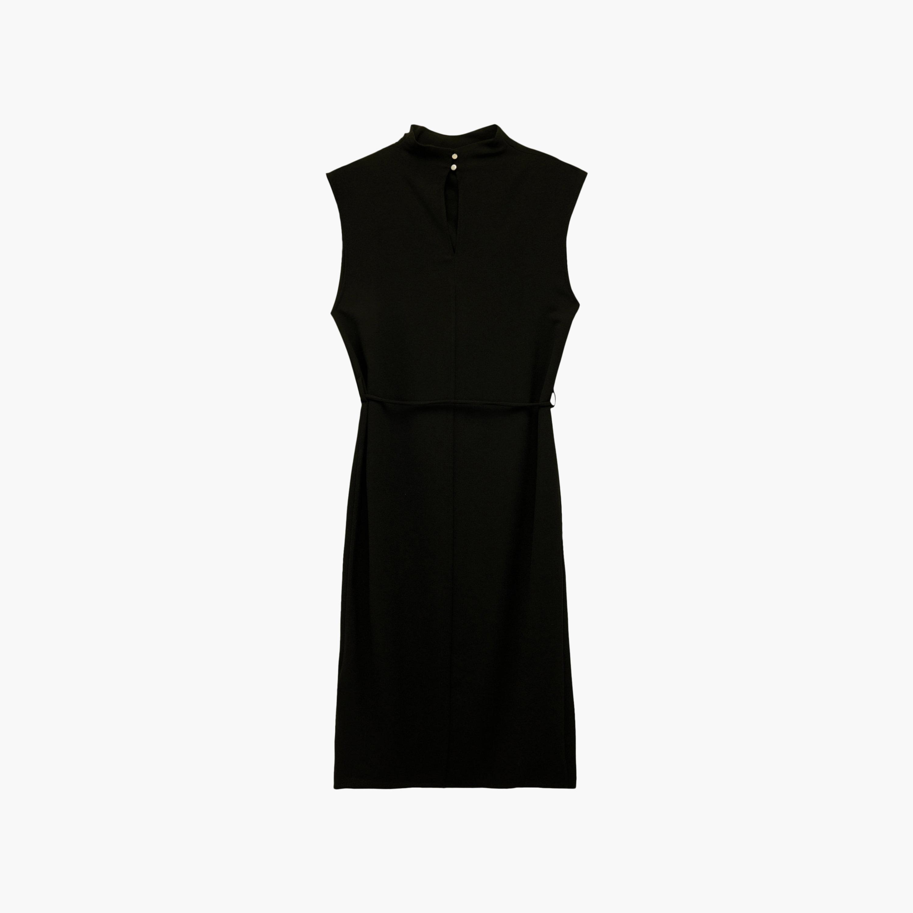 فستان ميني نسائي "شيث" بياقة "موك نيك" عالية بلون أسود من كوتون-women-clothing-dresses-image-6