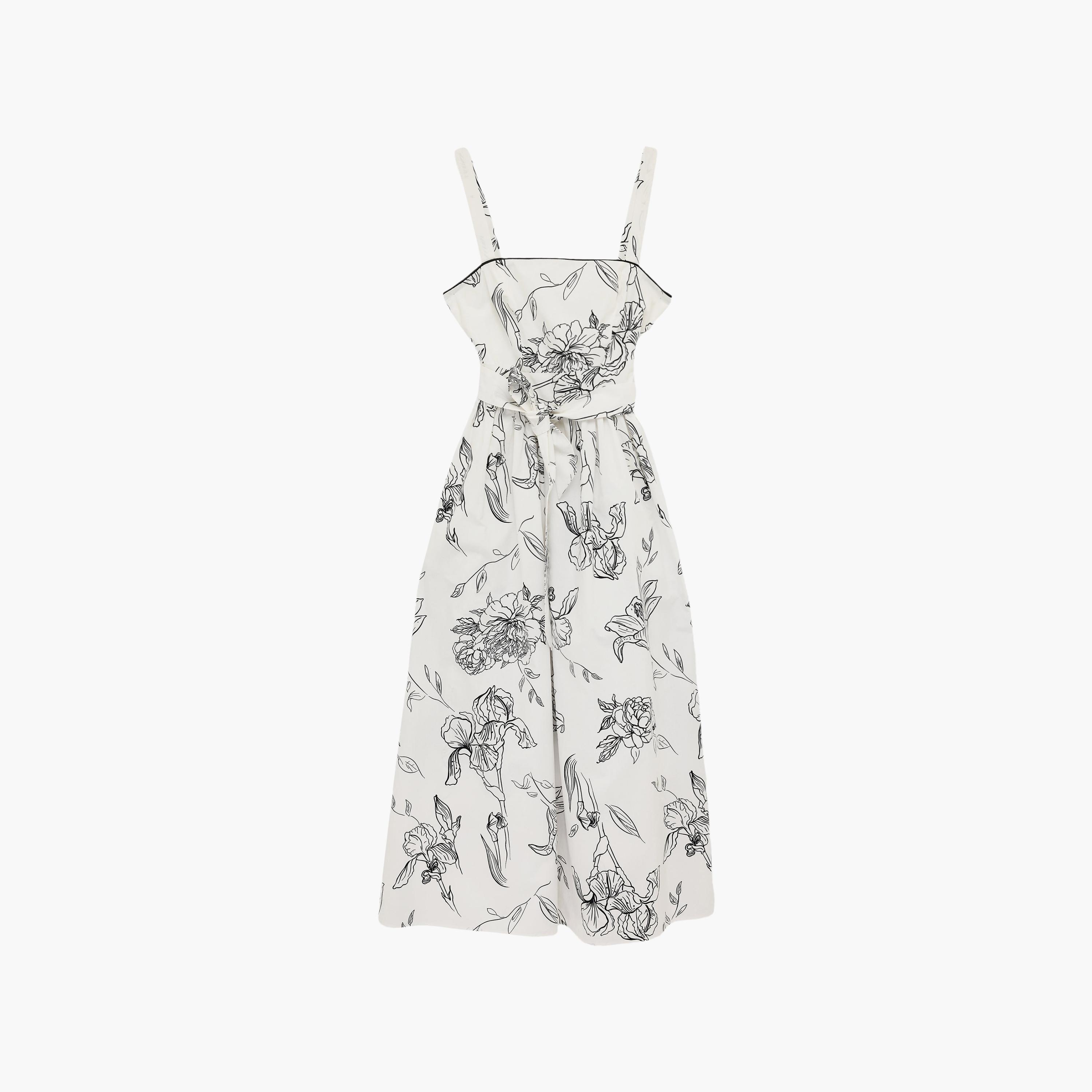 KOTON White Floral Print Cotton Square Neck Fit & Flared Women's Maxi Dress-women-clothing-dresses-image-3