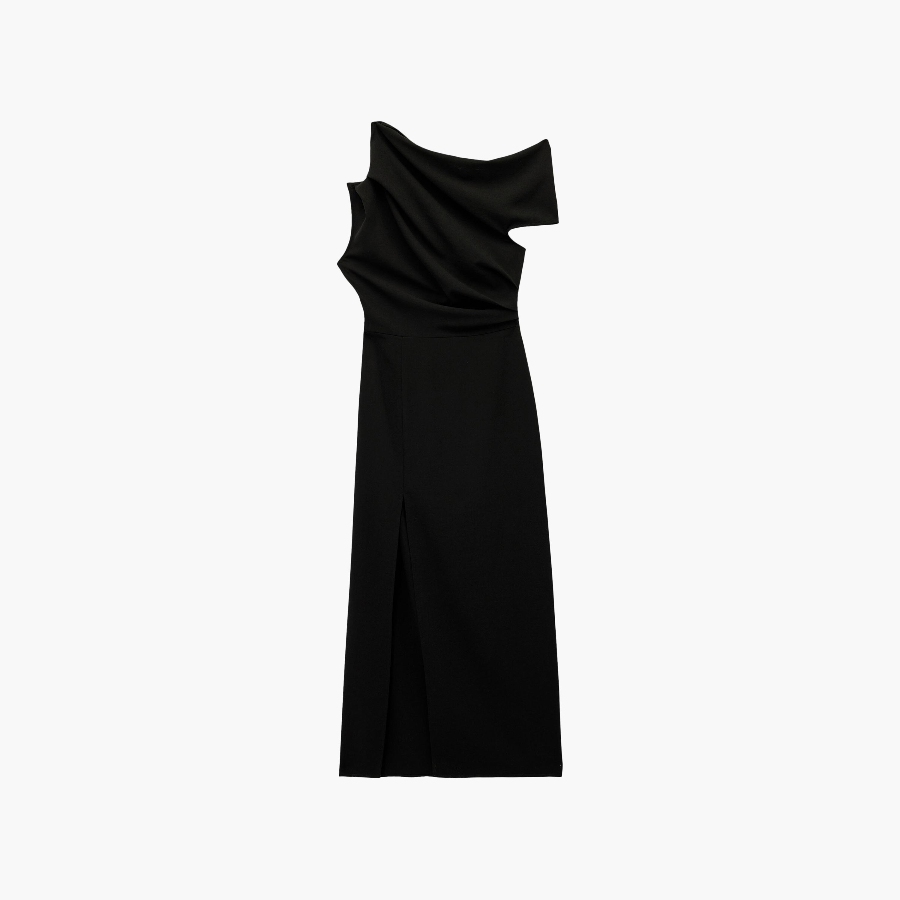 فستان ماكسي نسائي بكتف واحد وفتحة جانبية "سليت" من كوتون-women-clothing-dresses-image-4