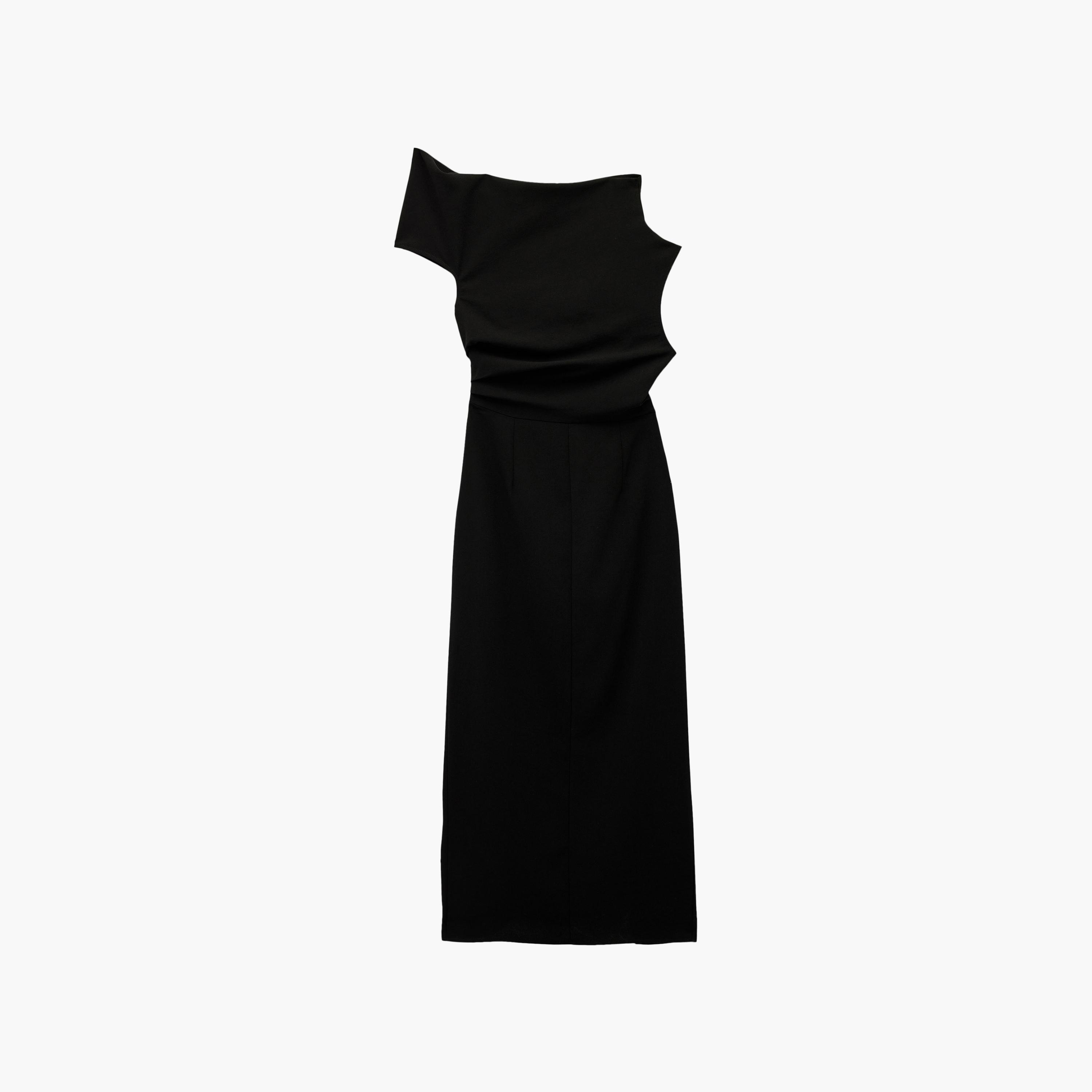 فستان ماكسي نسائي بكتف واحد وفتحة جانبية "سليت" من كوتون-women-clothing-dresses-image-5
