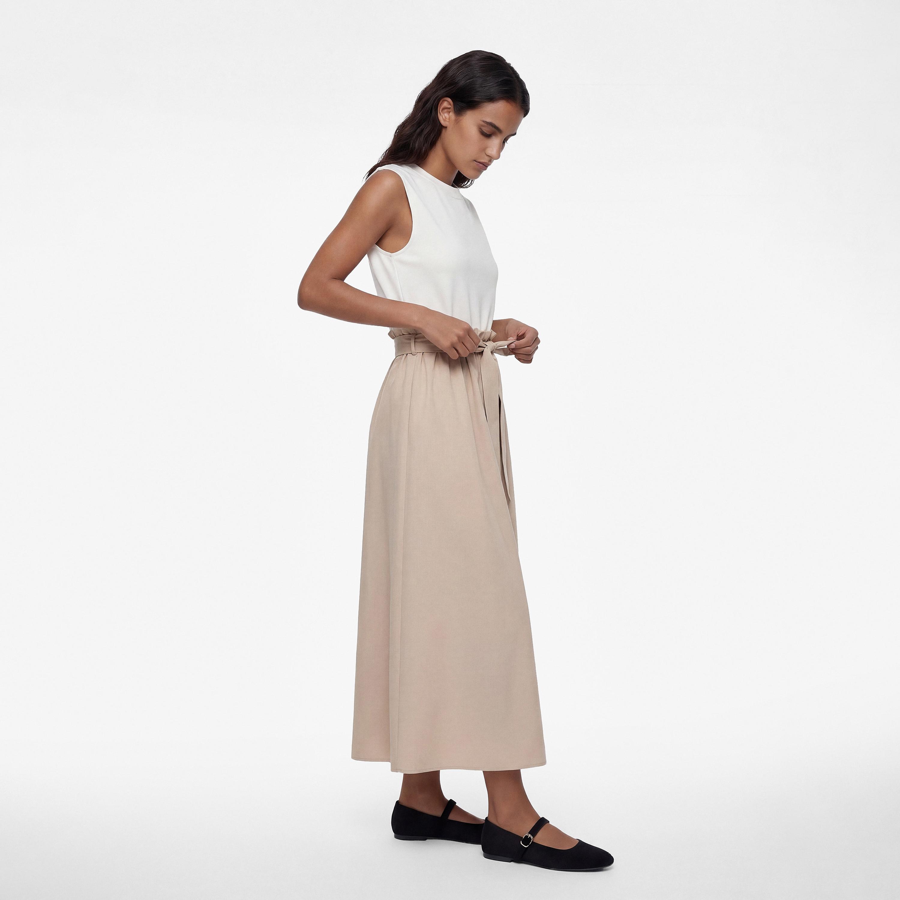 KOTON Brown Color-Blocked Women's Midi Dress-women-clothing-dresses-image-2