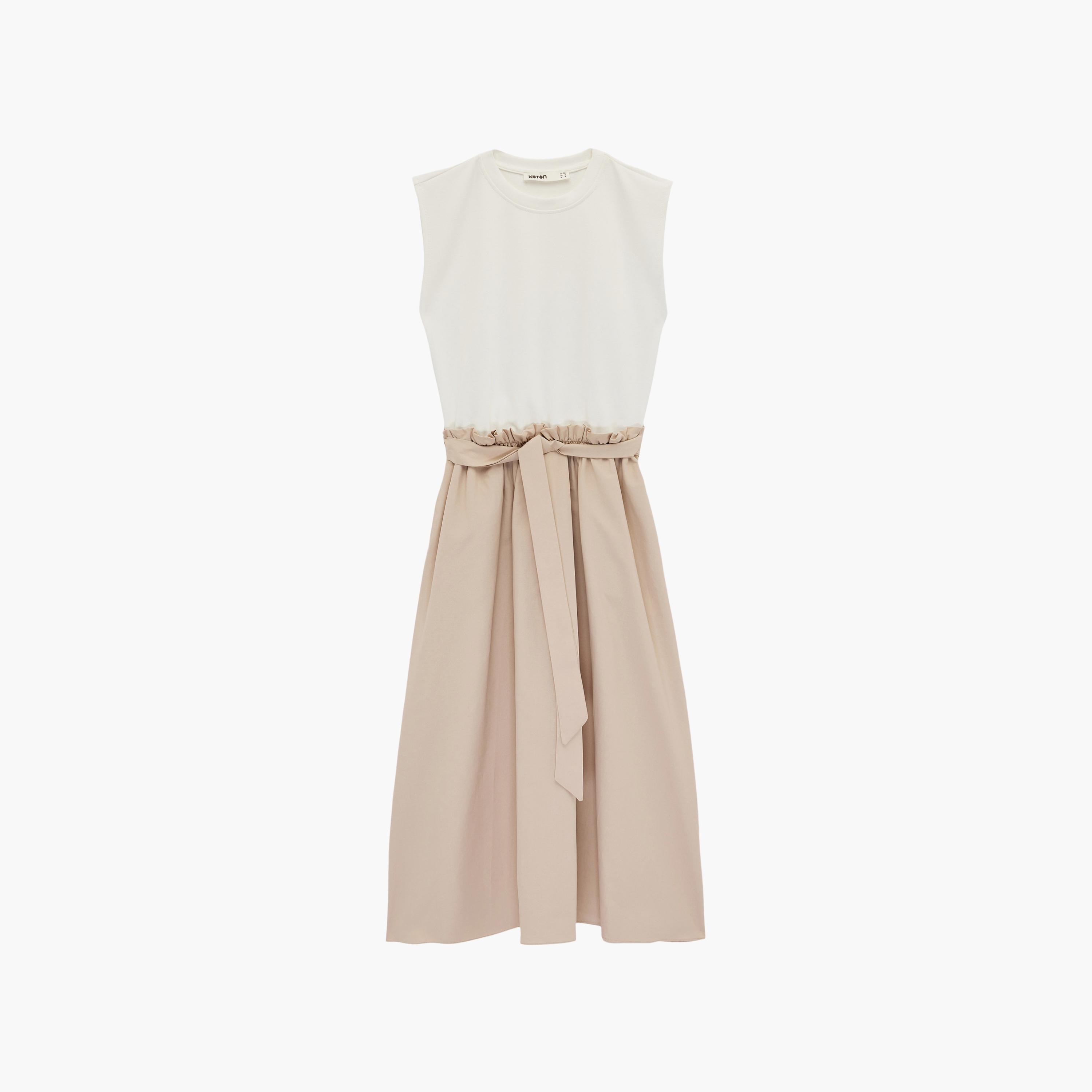 KOTON Brown Color-Blocked Women's Midi Dress-women-clothing-dresses-image-3