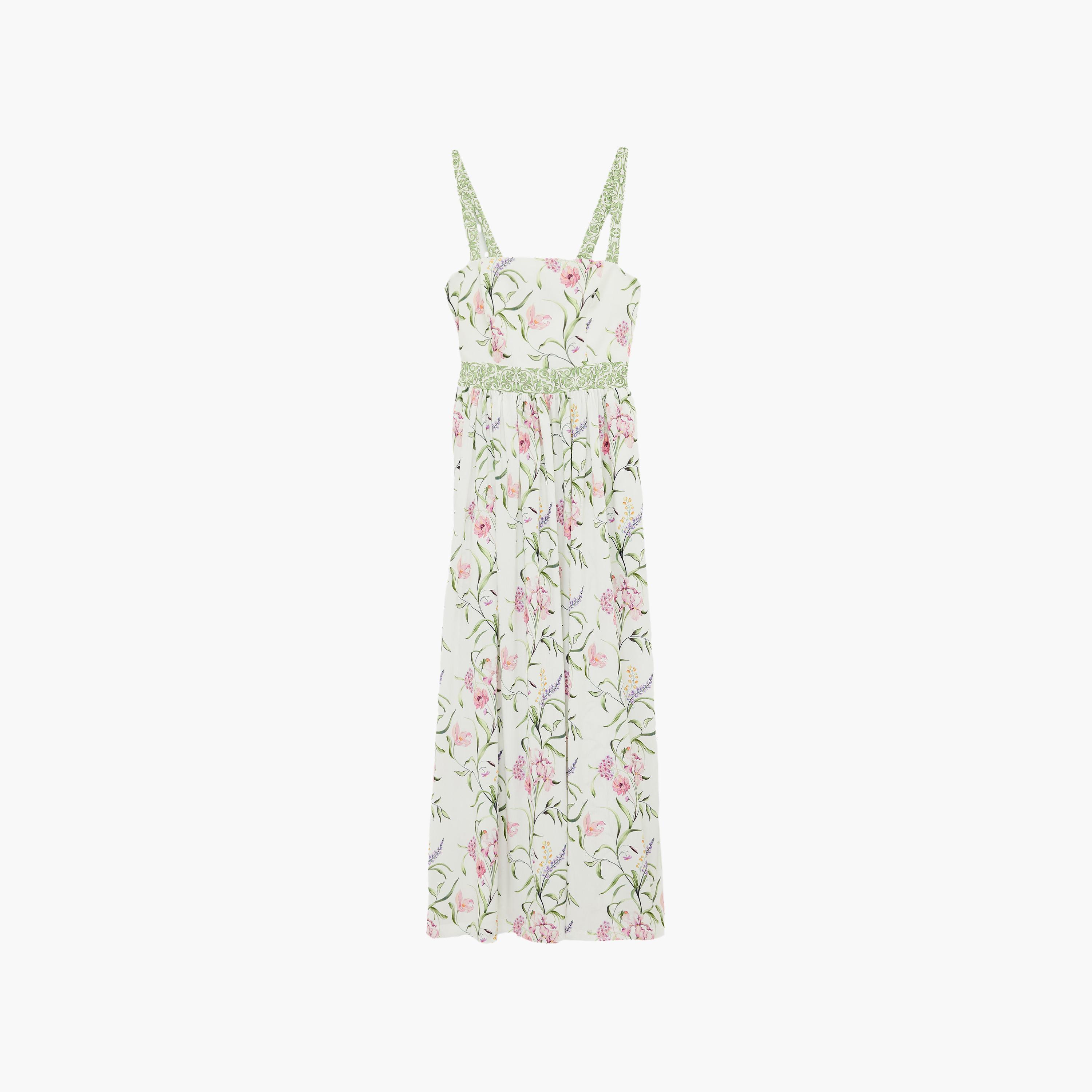 KOTON White Floral Print Square Neck Women's Maxi Dress-women-clothing-dresses-image-3