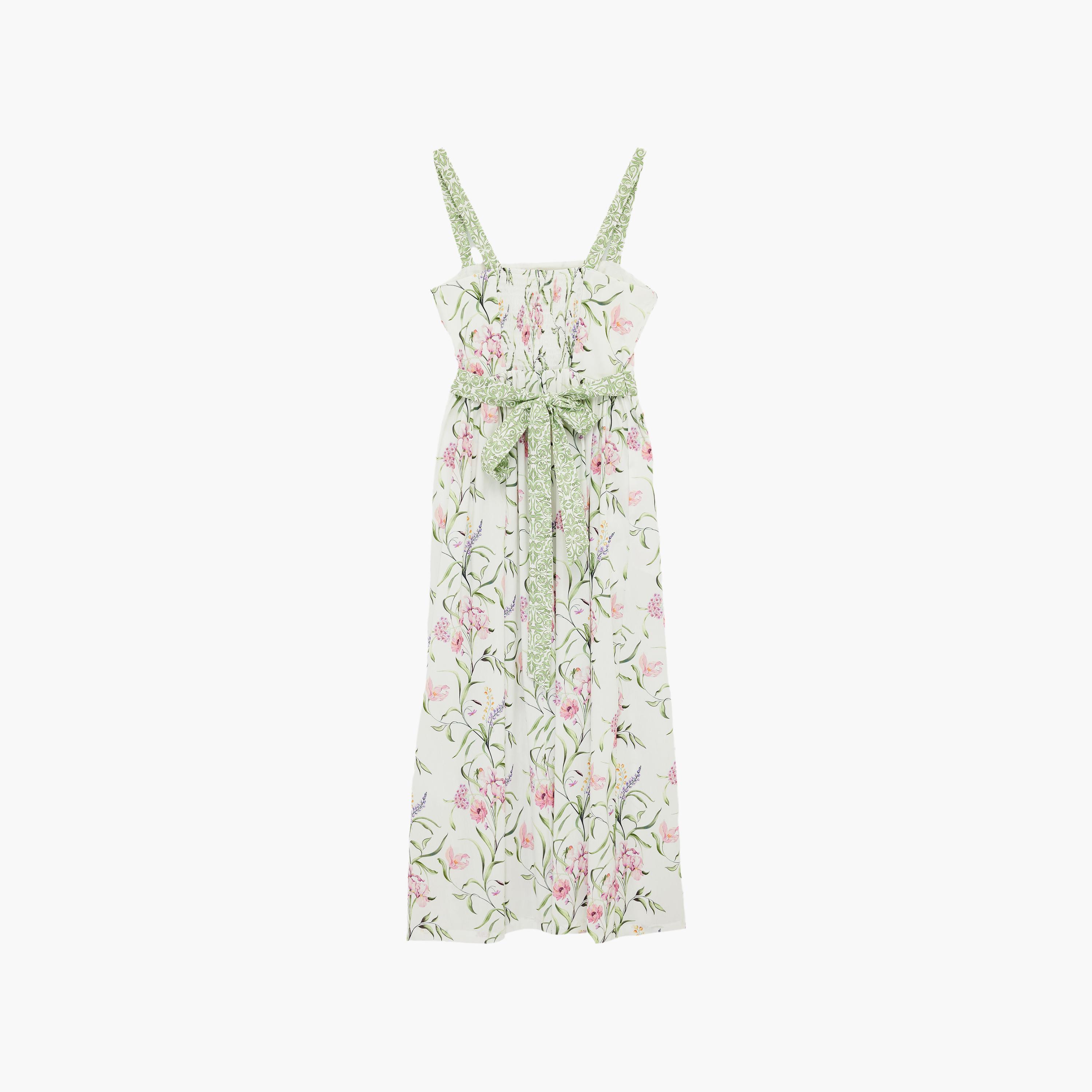 KOTON White Floral Print Square Neck Women's Maxi Dress-women-clothing-dresses-image-4