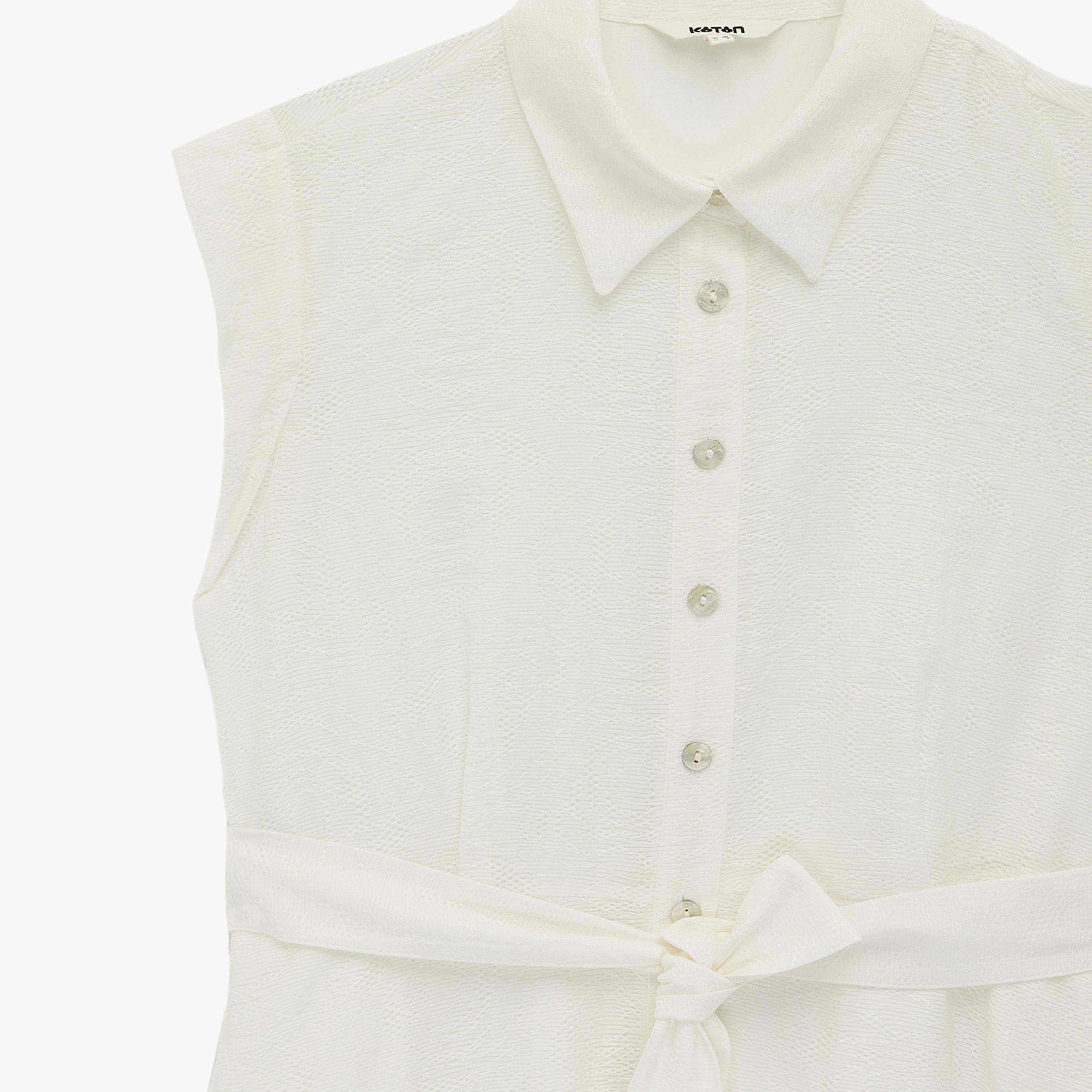 KOTON White Collared Shirt Women's Midi Dress-women-clothing-dresses-image-5