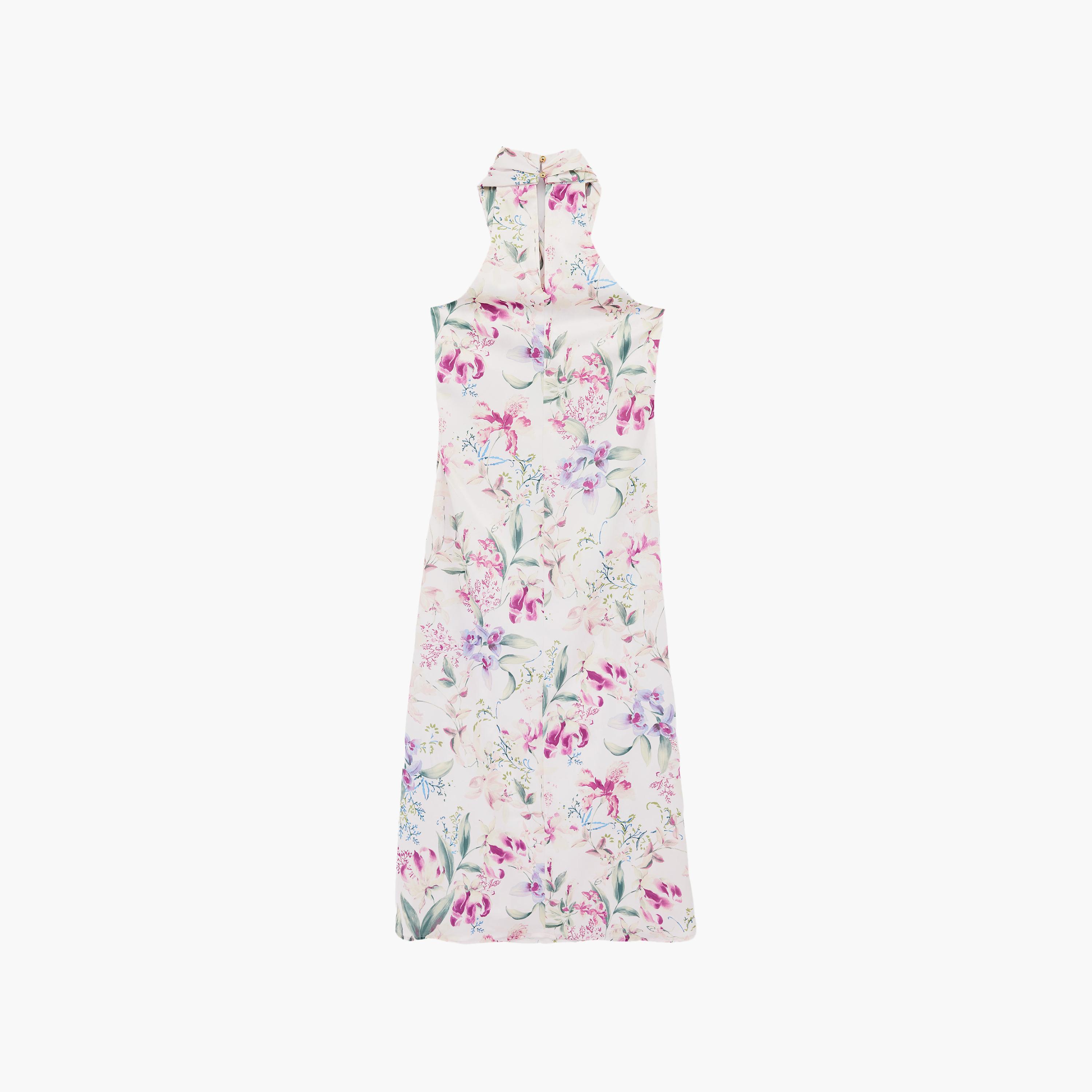KOTON Multicolour Floral Print Halter Neck Women's Maxi Dress-women-clothing-dresses-image-4