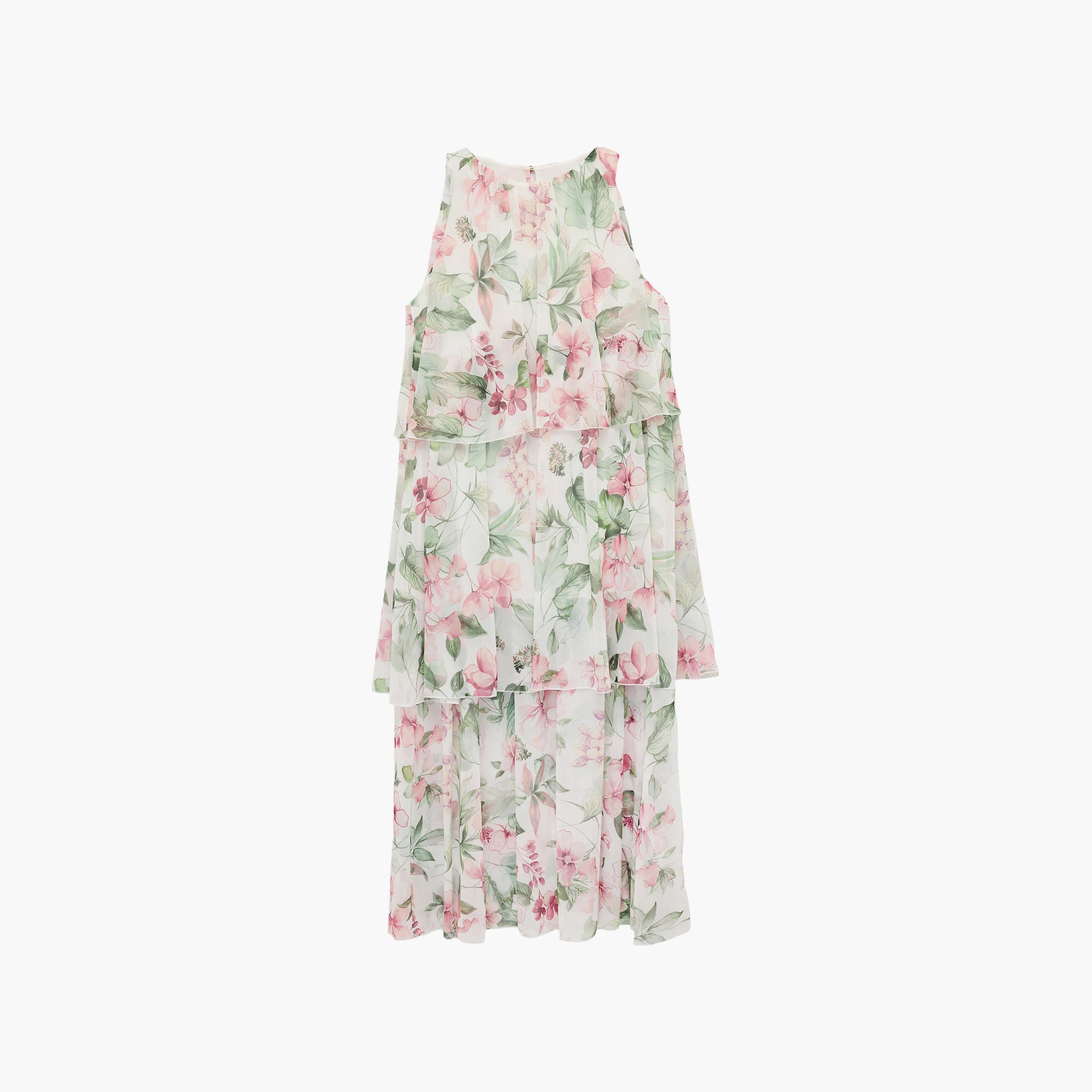 KOTON Multicolour Floral Print Tiered Women's Maxi Dress-women-clothing-dresses-image-3