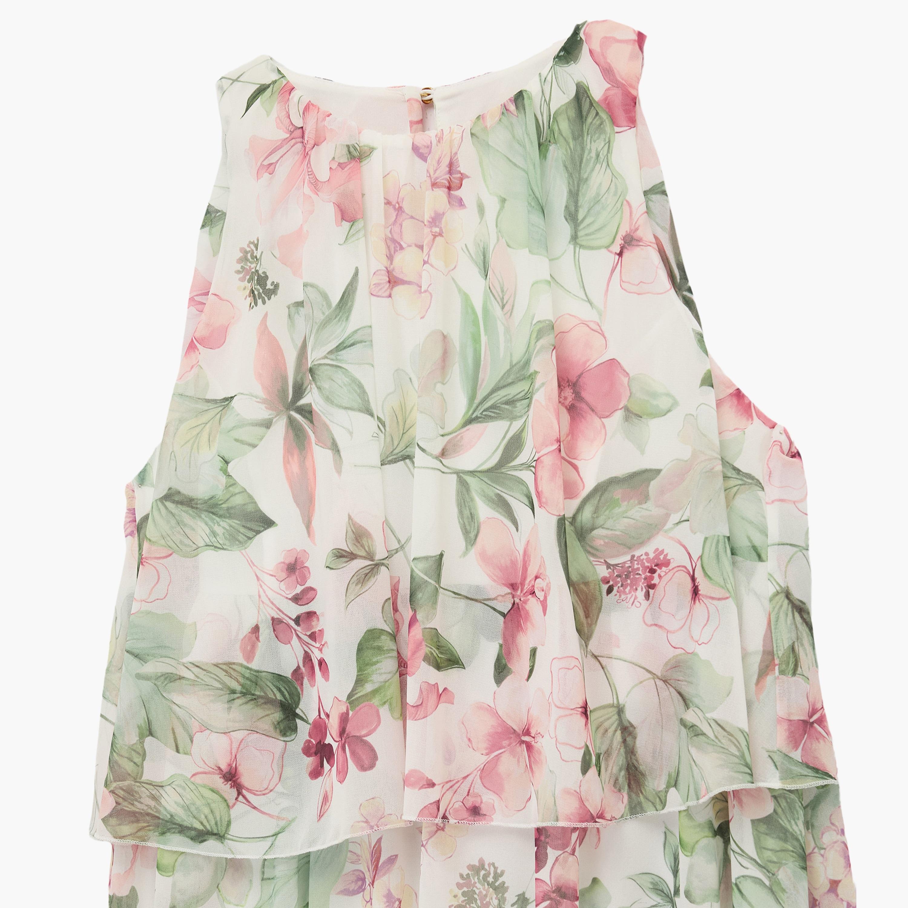 KOTON Multicolour Floral Print Tiered Women's Maxi Dress-women-clothing-dresses-image-5
